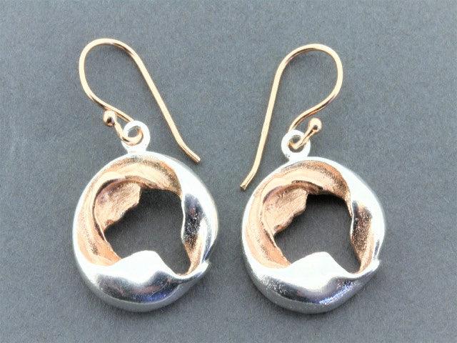 Rose Gold and Silver Crown Wreath Drop Earrings - Elegant Dangle Jewelry for Women, Perfect for Weddings, Parties & Special Occasions