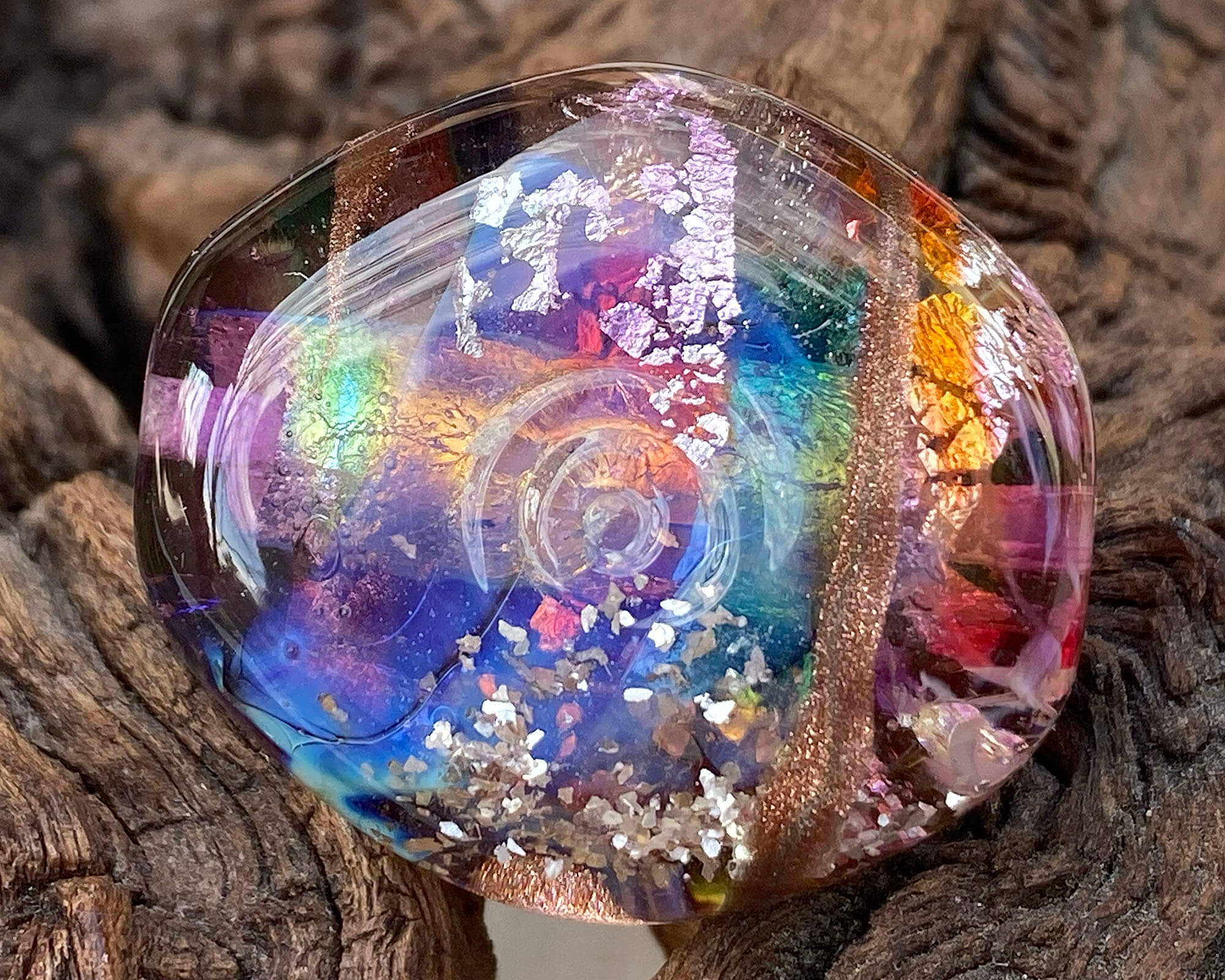 Handmade Rainbow Bollywood Lampwork Glass Focal Bead for Jewelry Making - Perfect for Necklaces, Bracelets, and DIY Craft Projects
