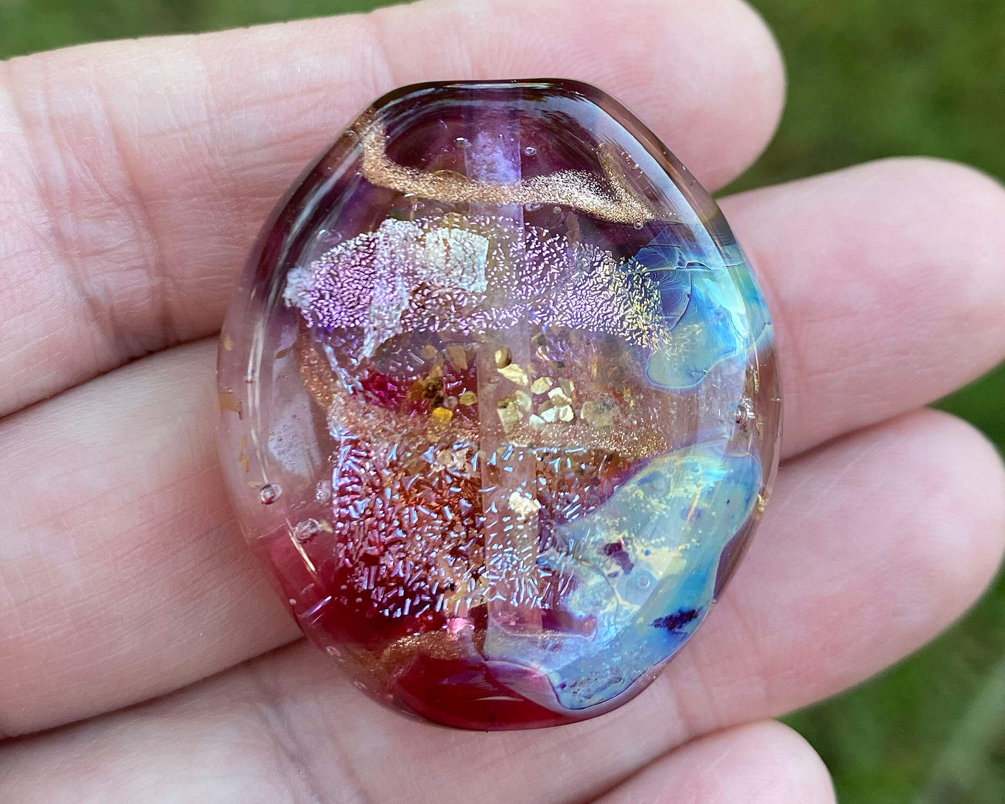 Vibrant Purple & Pink Dichroic Glass Lampwork Focal Bead - Handmade SRA Artisan Jewelry Bead for Necklace, Bracelet & DIY Craft Projects