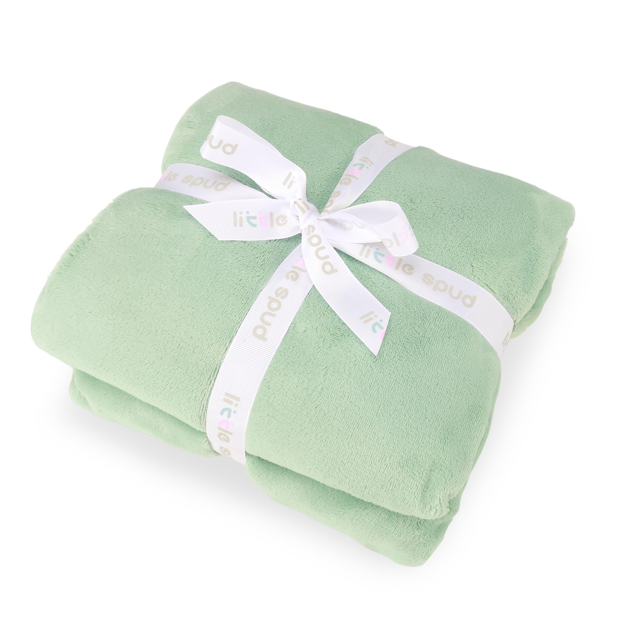 Ultra Soft Fleece Baby Blankets for Boys & Girls - 40x40 Inch Cozy Square Blanket, Lightweight Toddler & Newborn Receiving Blanket for Crib, Stroller & Nursery - Neutral Green - Perfect for Swaddling, Playtime & Travel