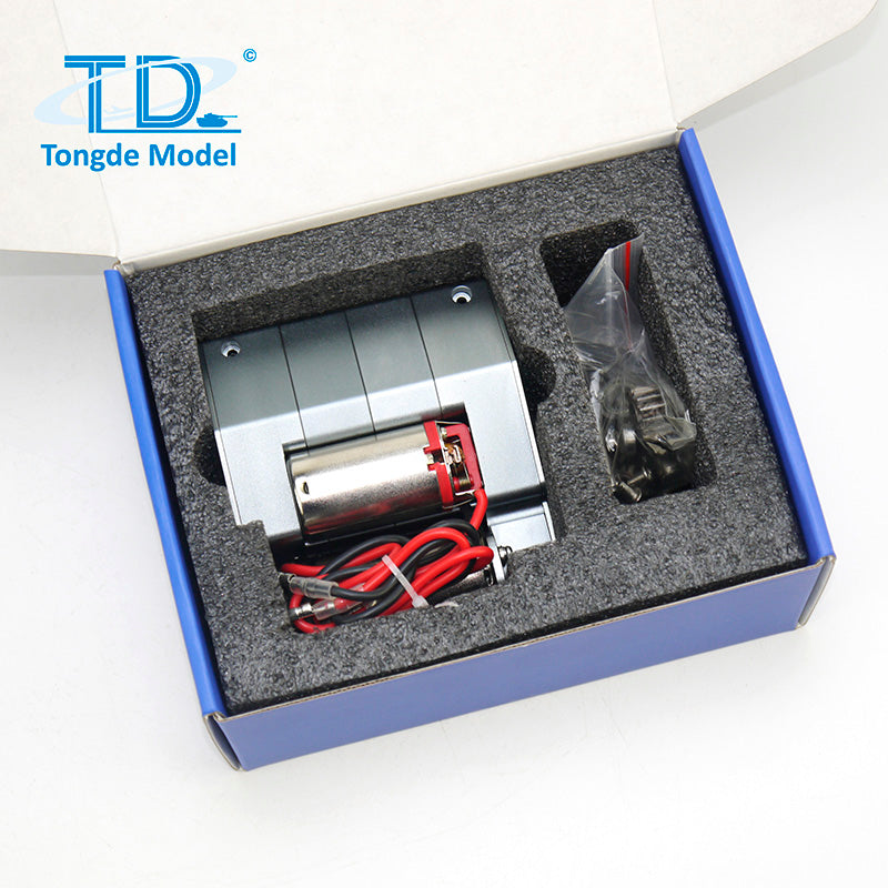 Dual Current Metal Steel Driving Barrel Recoil Flash System with 360° Rotary Gear for Tongde 1/16 RC Tanks M1A2 & M2A2 - Realistic Battle Simulation Accessory for RC Tank Enthusiasts