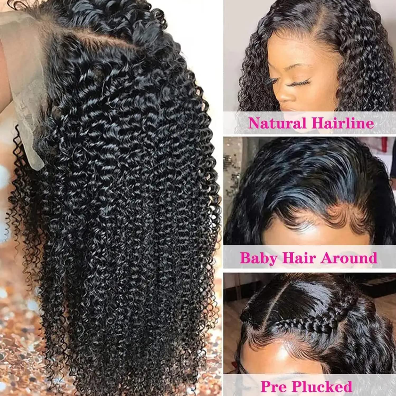 13x6 HD Transparent Lace Front Wigs Human Hair - Kinky Curly 180% Density Afro Wet & Wavy Lace Frontal Wig for Black Women (26 Inch) | Perfect for Protective Styling, Special Occasions & Everyday Wear