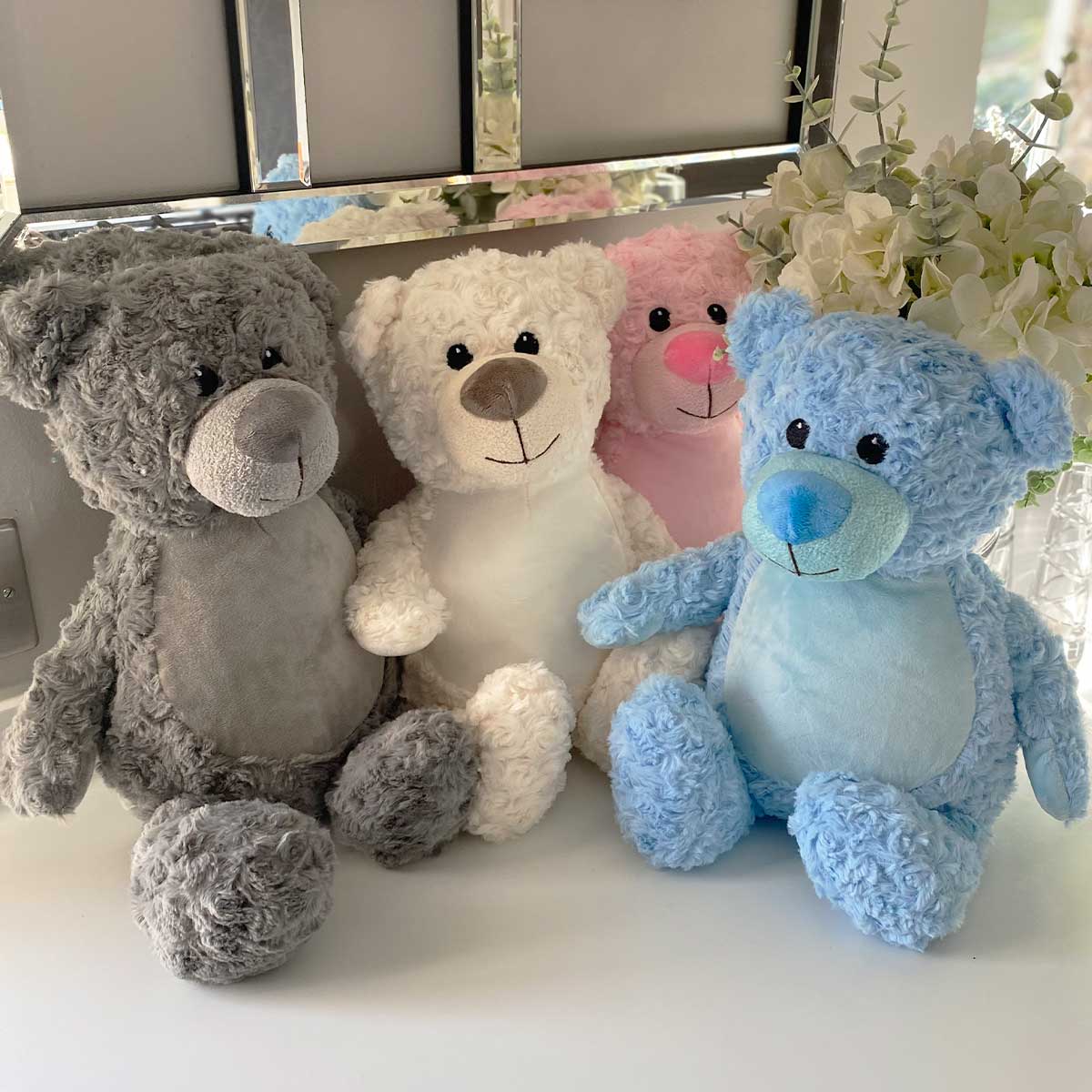 Personalized Photo Memory Keepsake Teddy Bear - Cream Plush Stuffed Animal for Baby Shower, Birthday Gift & Nursery Decor