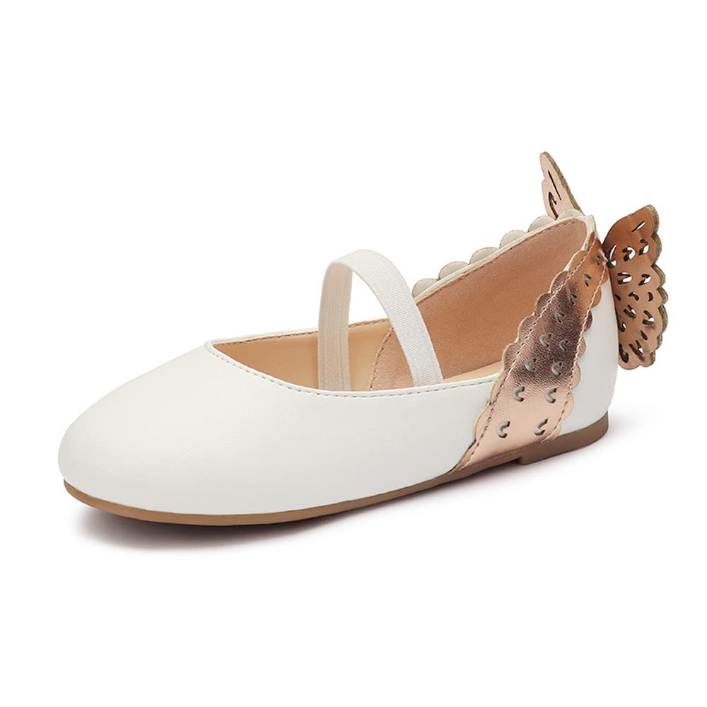 COYUKIWA Toddler Girls Ballerina Flats - Mary Jane Princess Dress Shoes with Butterfly Design for Kids | Perfect for Ballet Class, Birthday Parties & Special Occasions