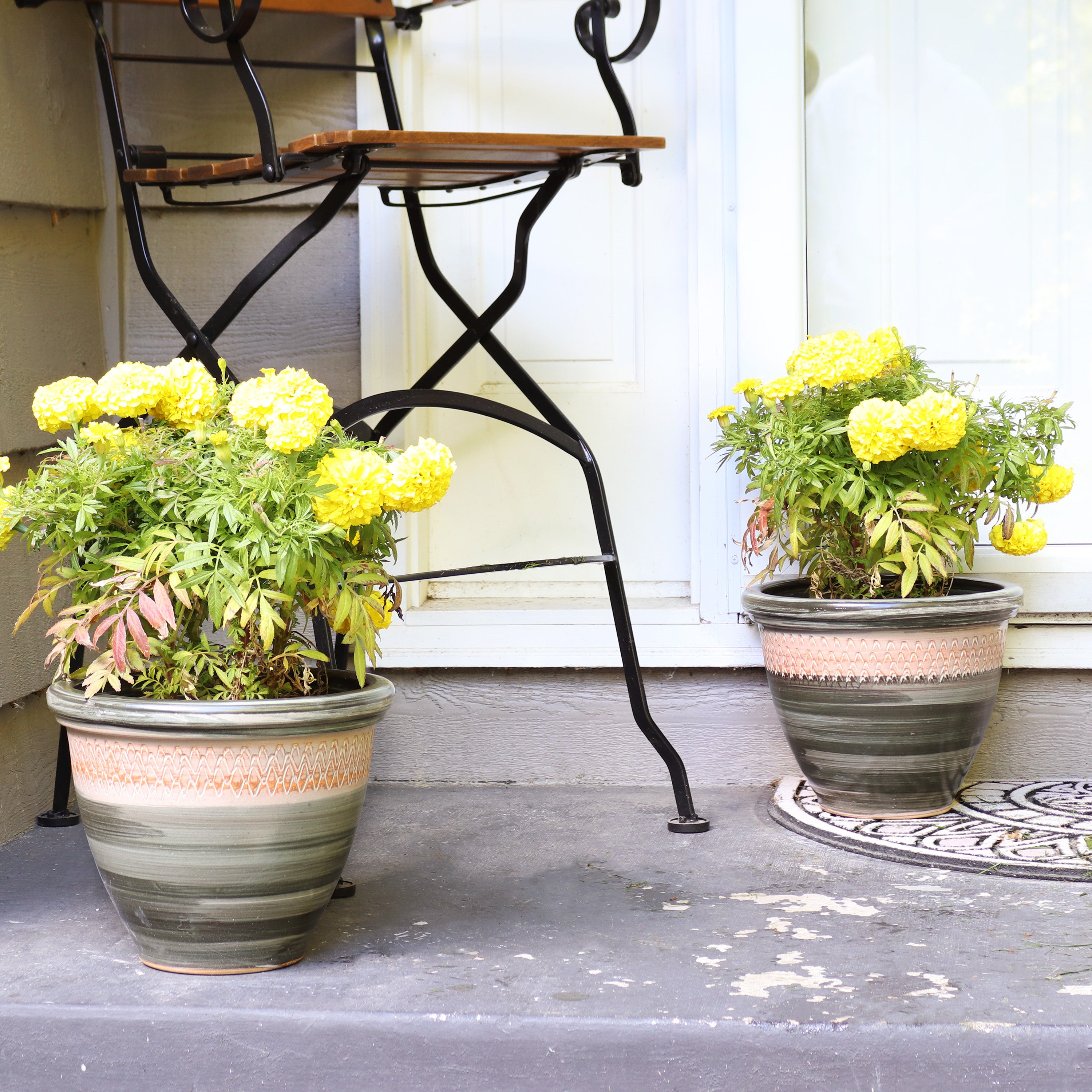 Sunnydaze Set of 2 Indoor/Outdoor Ceramic Planters - 12 Inch Decorative Flower Pots for Home, Garden, Patio & Balcony Decor