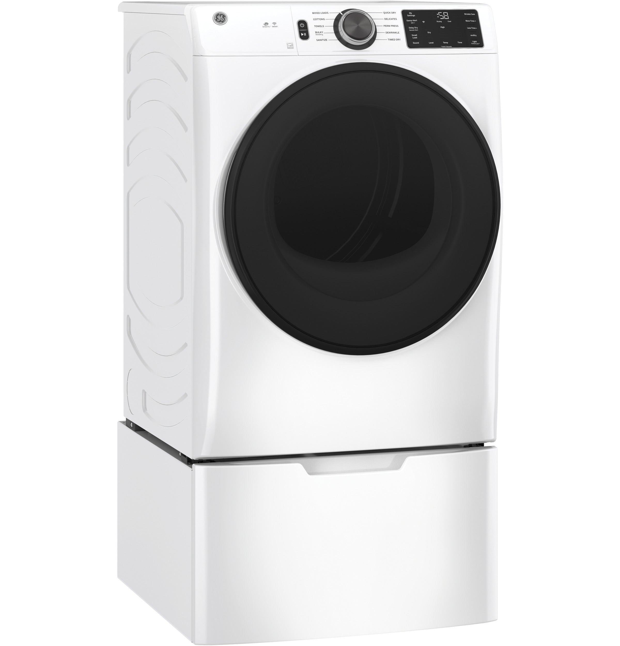 GE GFD55GSSNWW 7.8 Cu. Ft. White Front Load Gas Dryer - Perfect for Large Families & Laundry Rooms | Energy Efficient & Space Saving Design