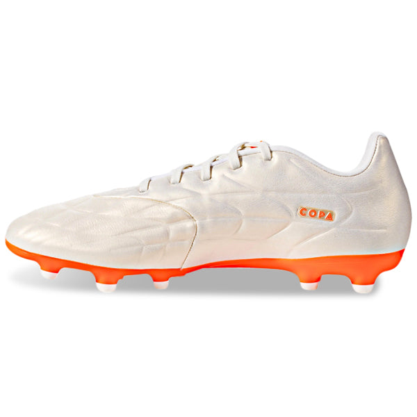 adidas Copa Pure.3 Firm Ground Soccer Cleats for Men - Off White/Team Solar Orange - Lightweight Football Shoes for Outdoor Matches & Training