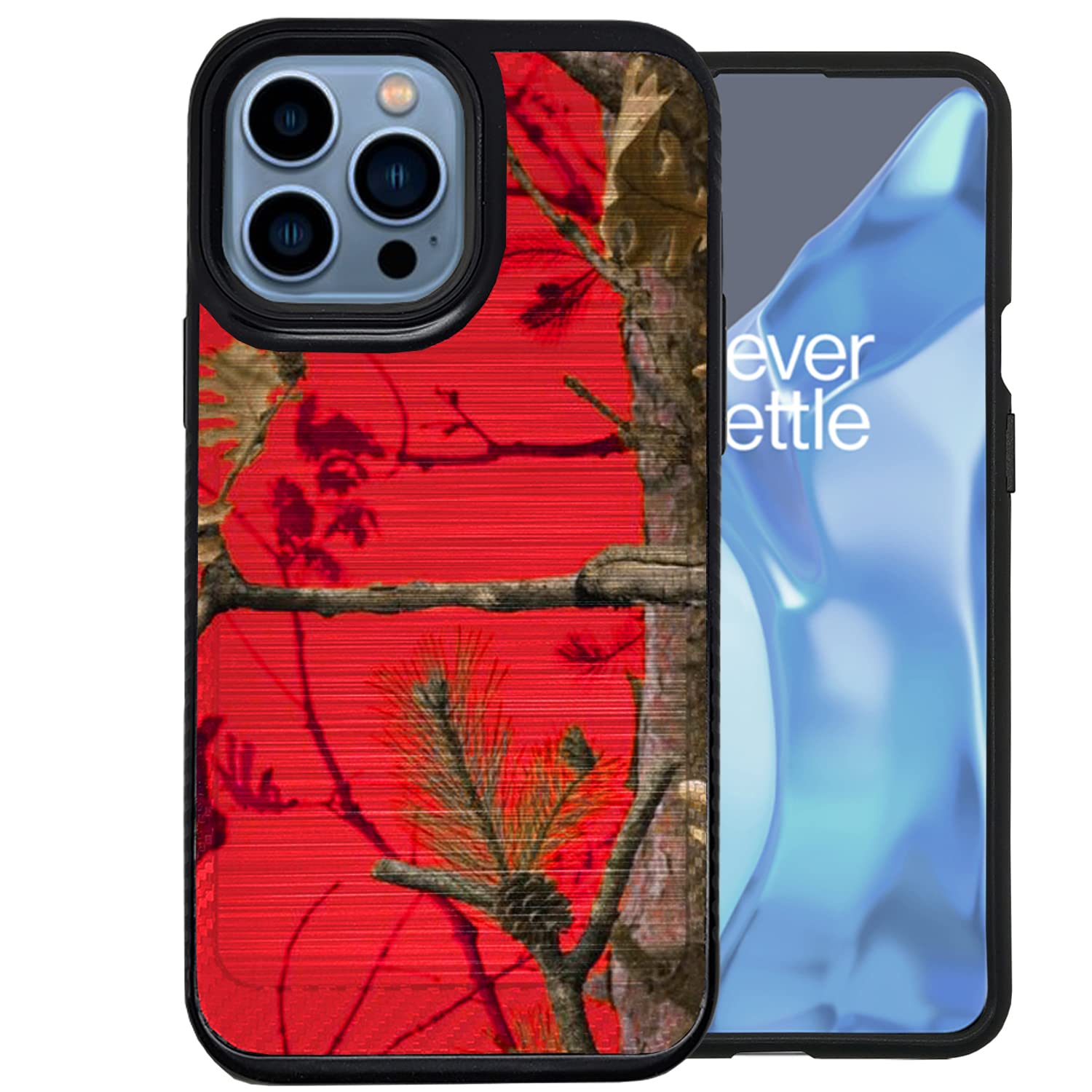 Shockproof Hybrid Case for Apple iPhone 13 Pro Max - Brushed Armor Dual Layer Protection with Red Tree Camo Design | Perfect for Outdoor Adventures, Travel & Daily Use