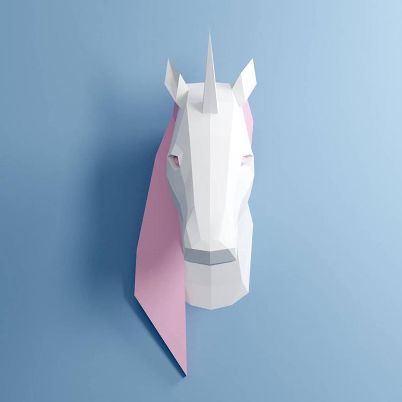 3D Unicorn Head Paper Sculpture DIY Wall Decor for Kids Room