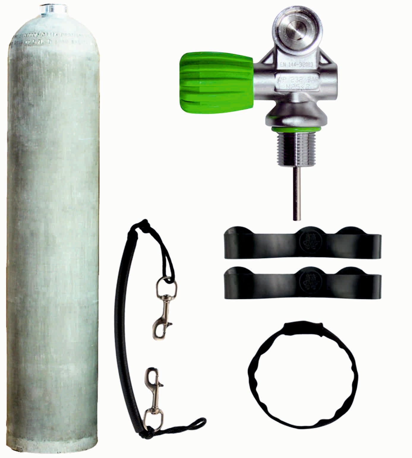 BTS 5.7L 207 Bar Aluminum Scuba Diving Tank with M26 Valve & Professional Stage Rigging Kit S16816665 - Perfect for Technical Diving, Cave Exploration, and Underwater Photography