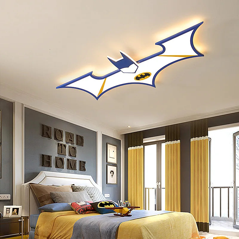 Batman Themed Boys Room Ceiling Light - Superhero Night Light for Kids Bedroom, Nursery & Playroom - DC Comics Inspired LED Ceiling Lamp for Children's Room Decor
