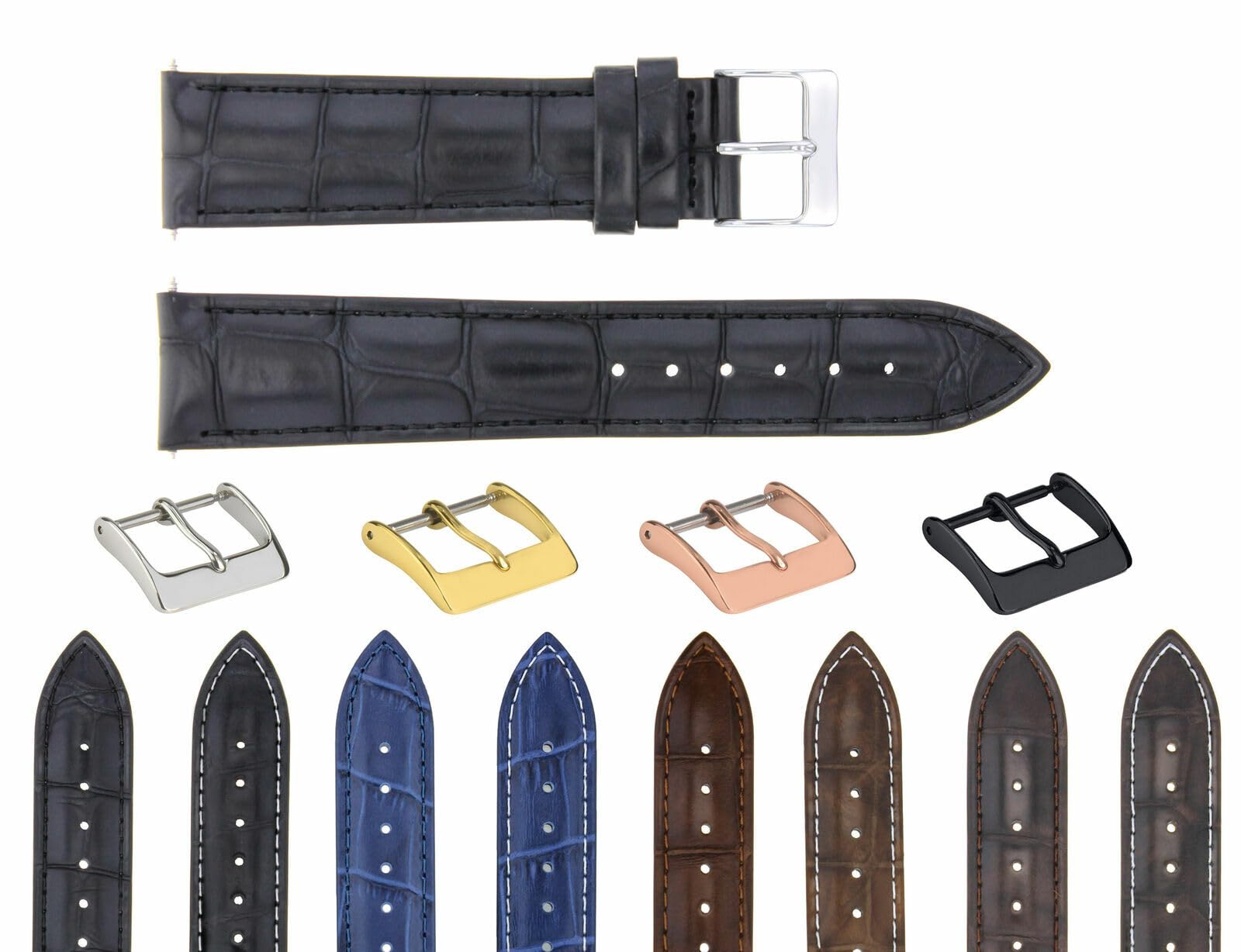 19-20mm Leather Watch Band for Rolex Date & Datejust - Tapers to 16mm | Dress & Casual Wear