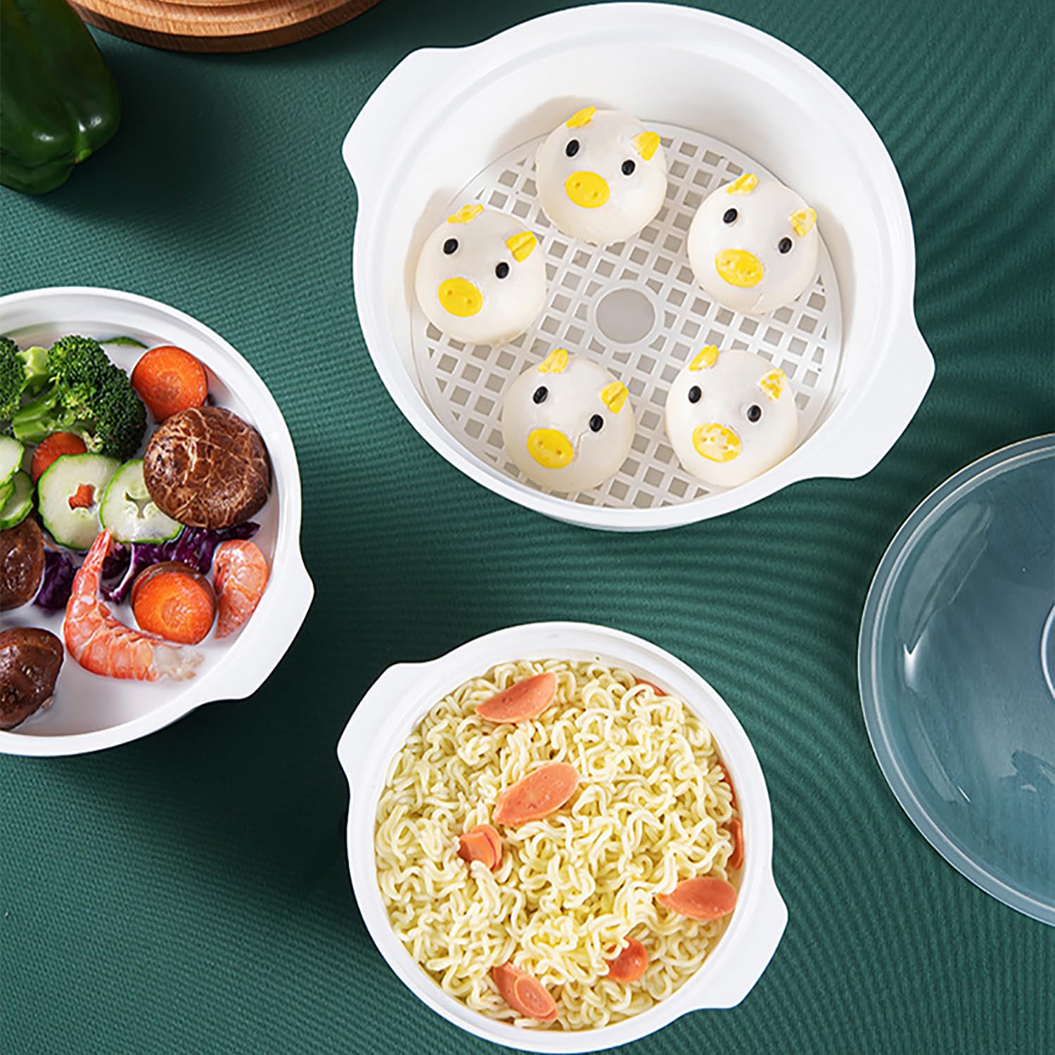 3-Piece Microwave Safe Bowls with Lids - BPA-Free Soup & Ramen Noodle Cooker Set - Heat-Resistant Bowls with Handles for Office, College Dorm & Home Use - Perfect for Instant Meals, Leftovers & Meal Prep