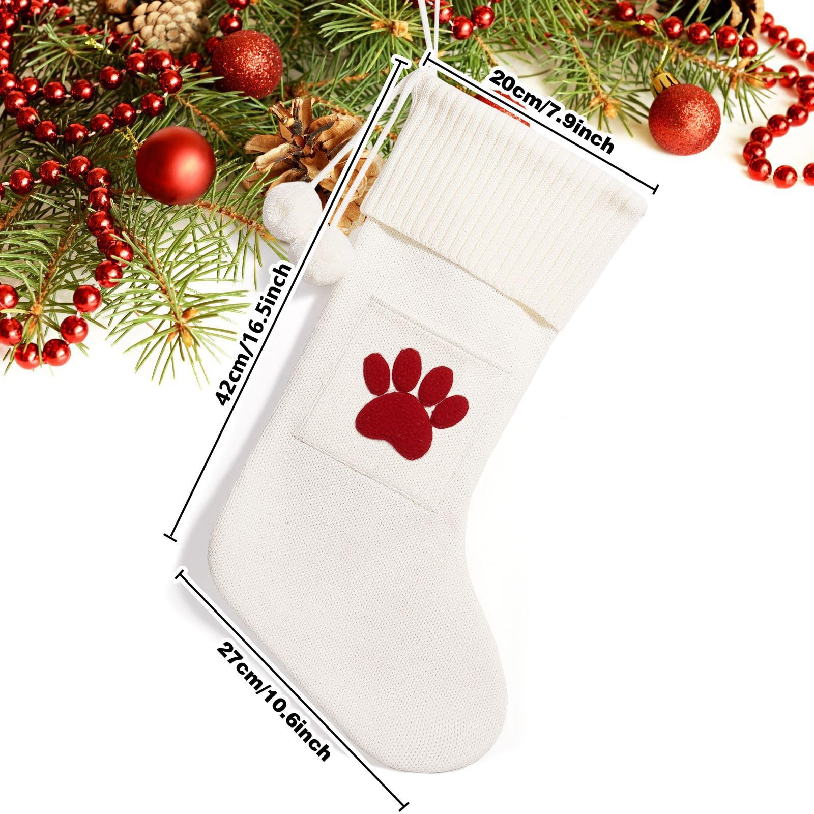 Personalized Knitted Christmas Stockings with Monogram Initials - 16.5 Inch Custom Xmas Stockings for Fireplace Hanging (26 Letters Available) - Perfect for Family Holiday Decorations, Christmas Party Gifts & Cozy Winter Home Decor (White)