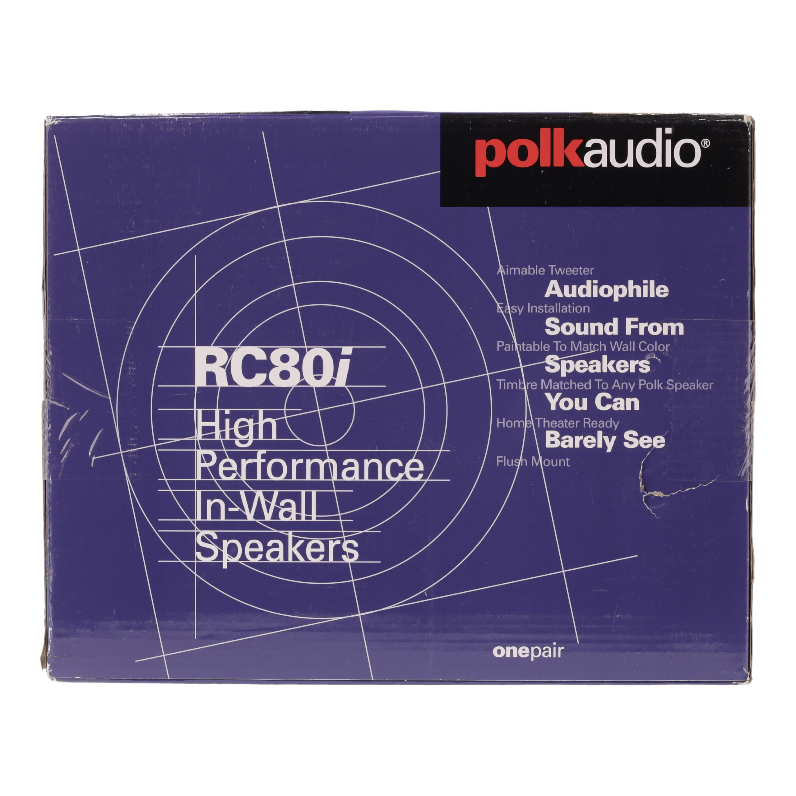 Polk Audio RC80i 2-Way Premium 8-Inch In-Ceiling Speakers (Pair) - High Performance, Moisture-Resistant for Bathroom, Kitchen & Outdoor Use - Perfect for Home Theater & Whole House Audio (White, Paintable Grille)