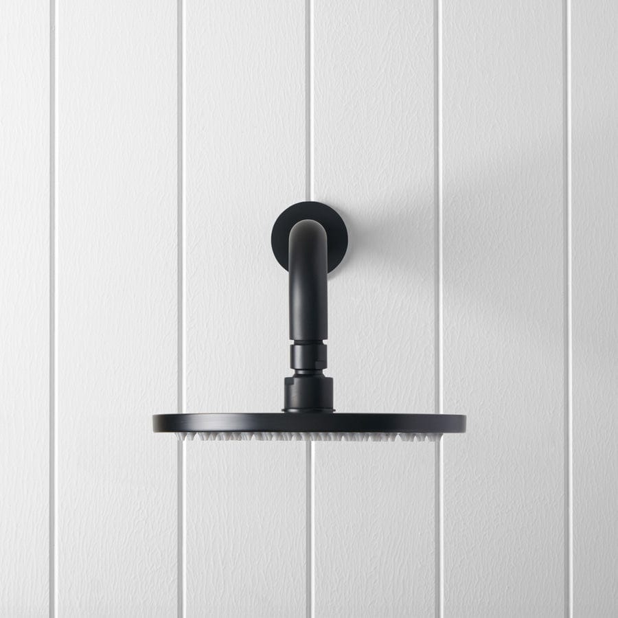 Matte Black Wall Shower Arm and Head - 200mm Adjustable Shower Extension for Modern Bathroom & Spa Experience