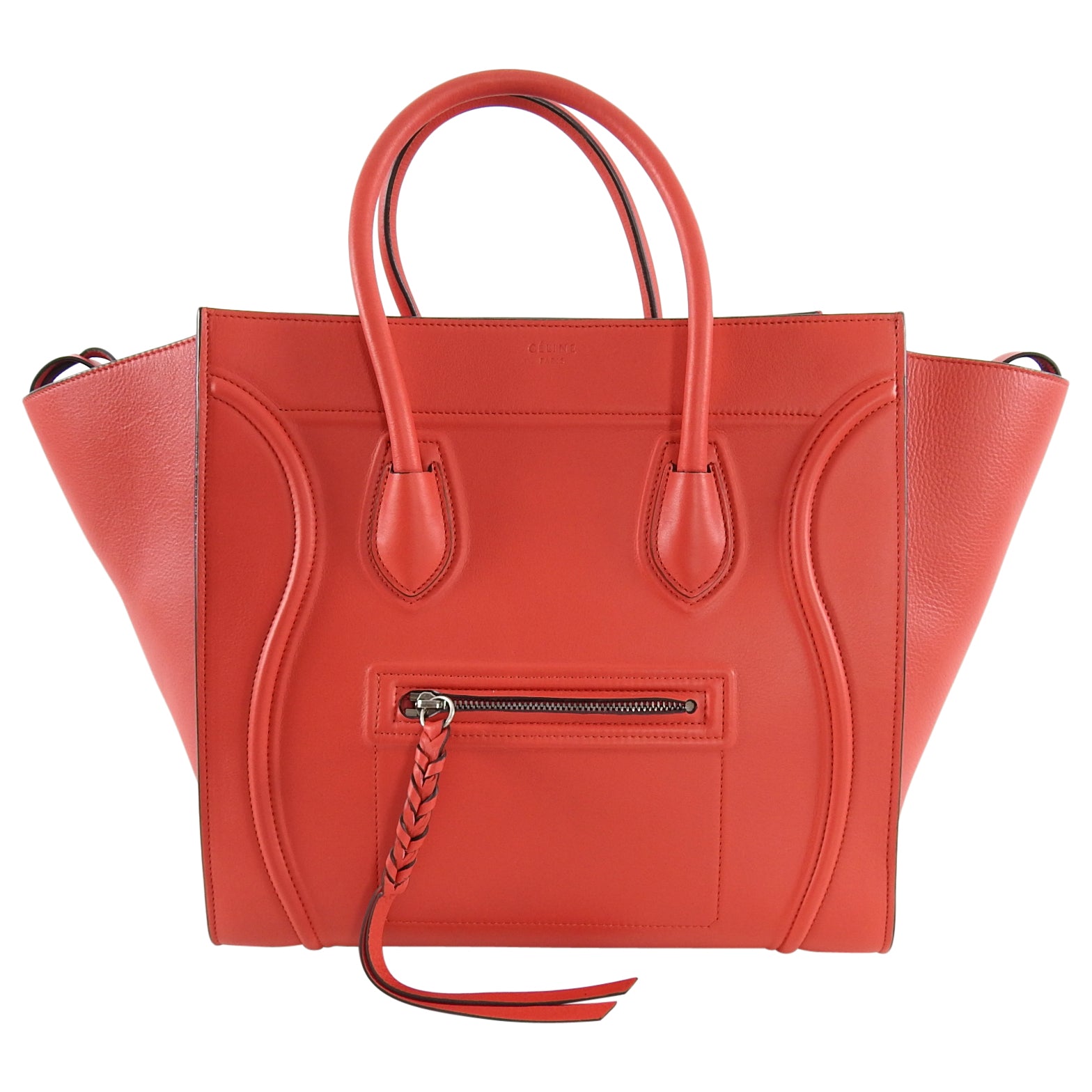 Celine Red Medium Phantom Tote Bag - Genuine Leather Luxury Handbag for Women - Perfect for Work, Travel & Everyday Use