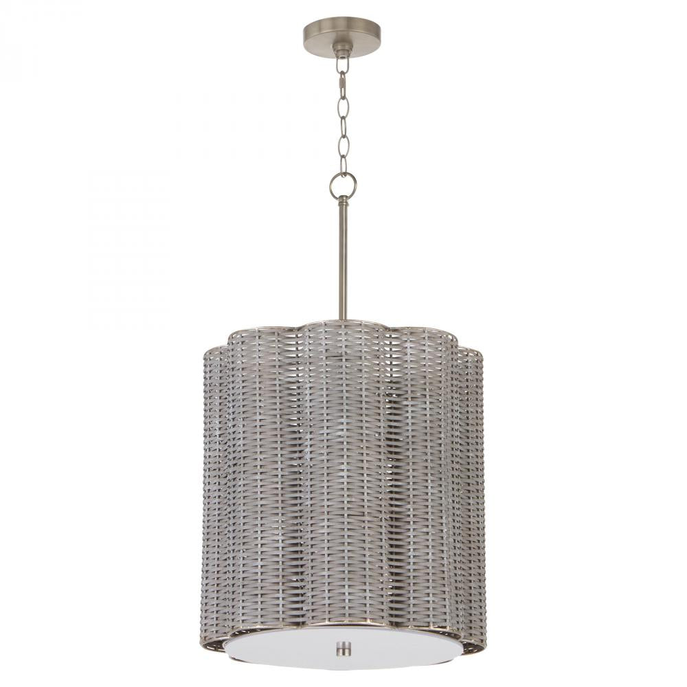 Cyan Design BORACAY 11938 Modern Brushed Grey Cane Chandelier - Elegant Pendant Light for Dining Room, Living Room & Bedroom Decor