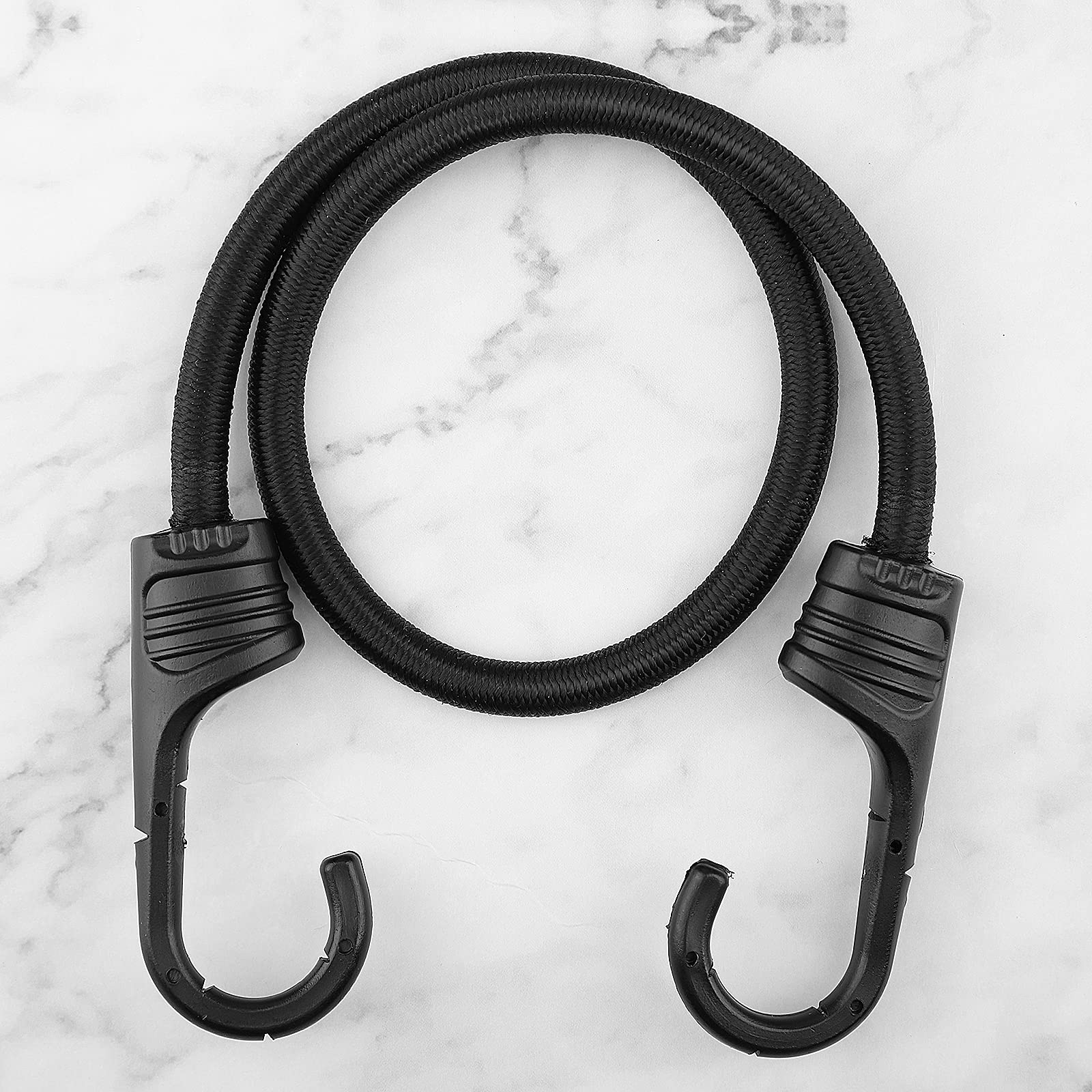 24 Inch Heavy Duty Black Bungee Cords with Hooks - 4 Pack for Camping, Outdoor Gear, Cargo Straps & Home Organization