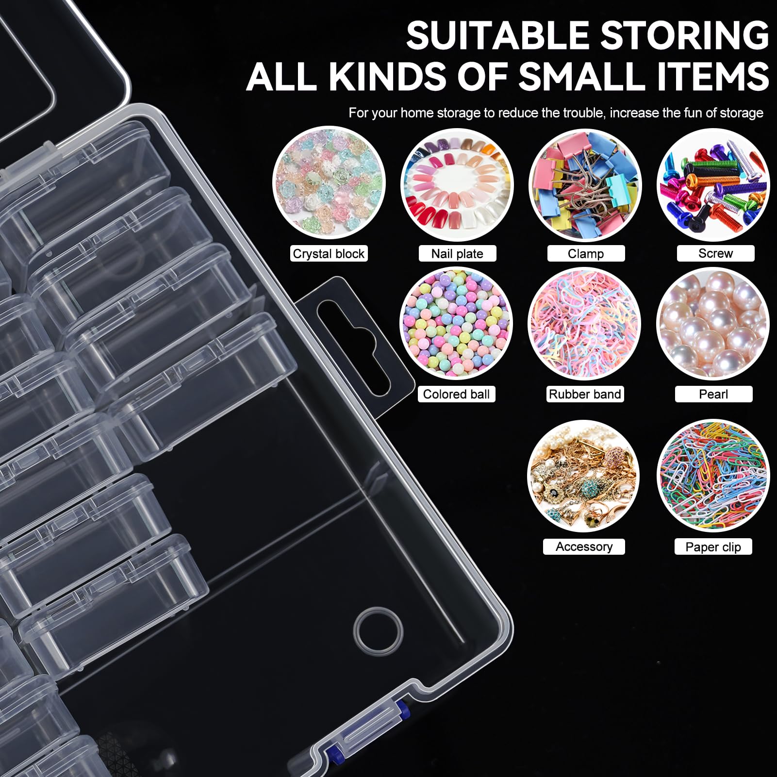 DILIBRA 46-Piece Bead Organizer Box Set - Small Clear Plastic Storage Containers with Hinged Lids for Diamond Painting, Jewelry Making, DIY Crafts - Perfect for Craft Room Organization & Travel Beading Projects