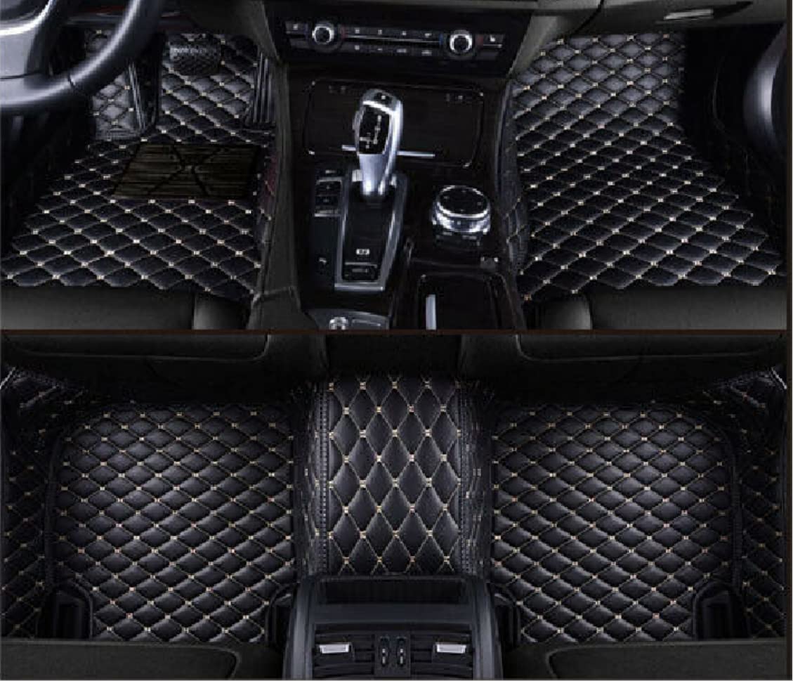 BeiLun All-Weather Custom Fit Car Floor Mats - Full Coverage Leather Protection for 96% Sedans & SUVs (Black/Beige) | Waterproof & Durable for Daily Commute, Road Trips & Emergency Situations