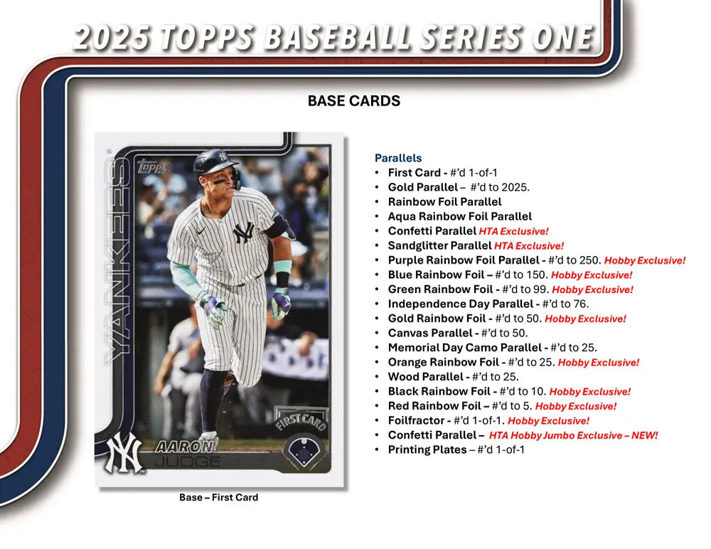 2025 Topps Series 1 Baseball Hobby Box - 36 Packs with Exclusive Rookie Cards & Chase Inserts | Collectible Trading Cards for MLB Fans & Sports Memorabilia Enthusiasts | Perfect for Card Shows, Fantasy Leagues & Gift Giving
