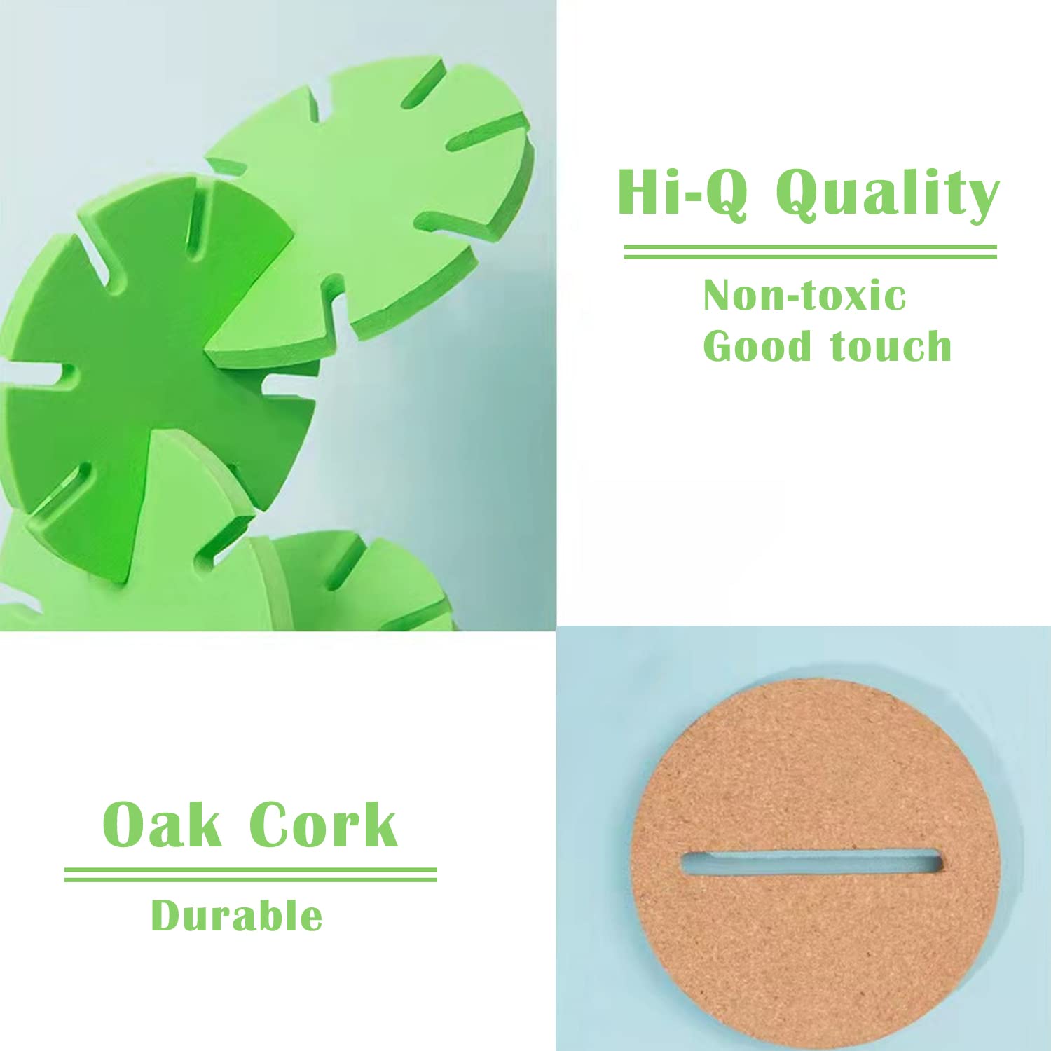 Funny Cactus Coasters Set of 6 - Absorbent Drink Coasters for Coffee Table, Home & Office Decor - Perfect Gift for Cactus Lovers (Light Green) | Great for Protecting Tables from Spills in Living Room, Bar or Kitchen