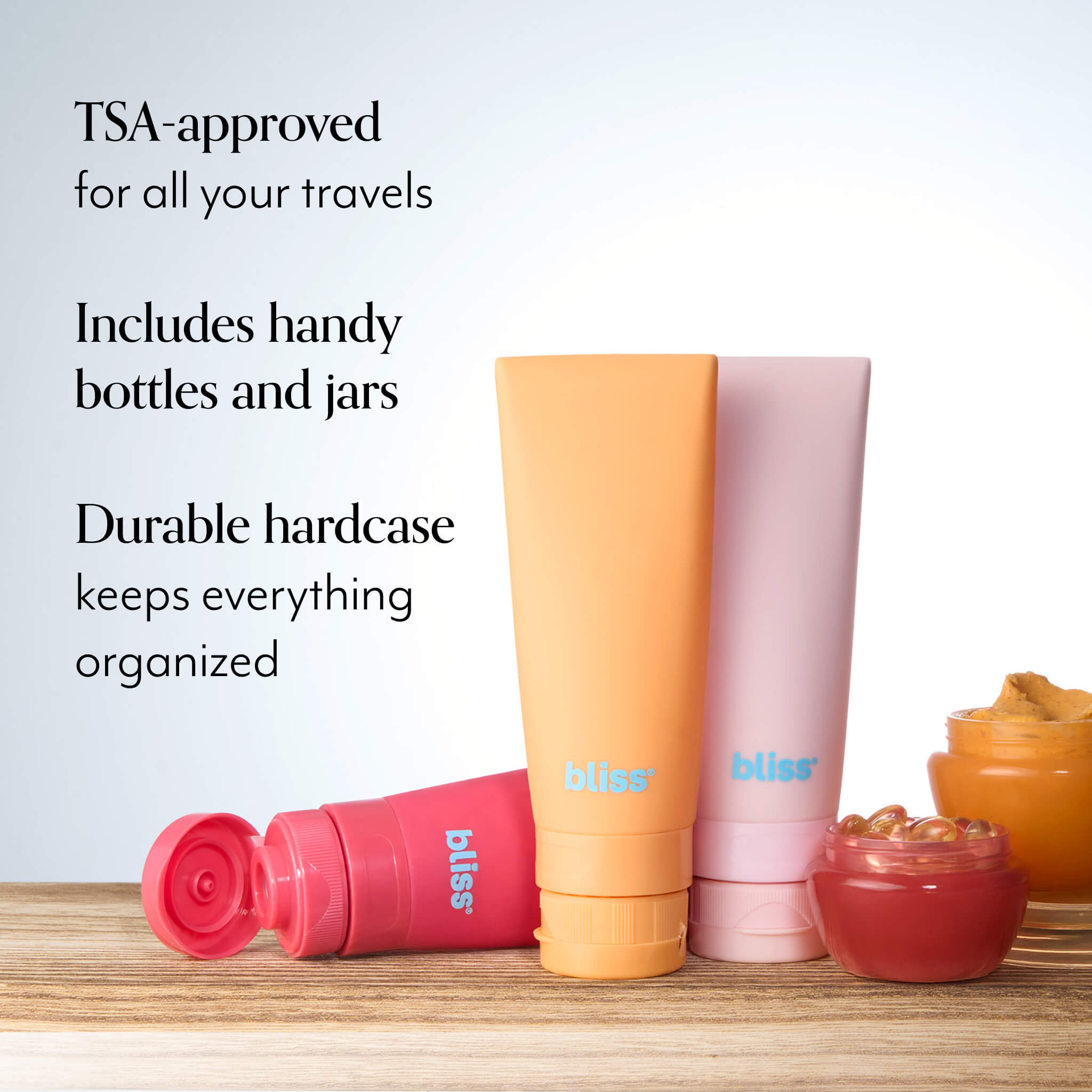 Portable Spa Travel Kit - Hardcase with Leak-Proof Bottles for Shampoo, Lotion & Essentials | Perfect for Vacation, Gym & Airplane Carry-On