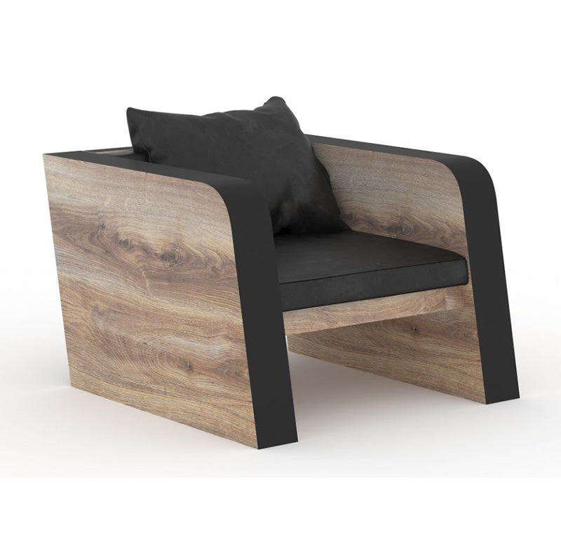 FRANCO Single Seater Sofa - Modern Accent Chair with Warm Oak Wooden Legs & Black Upholstery - Perfect for Living Room, Bedroom, or Office Decor