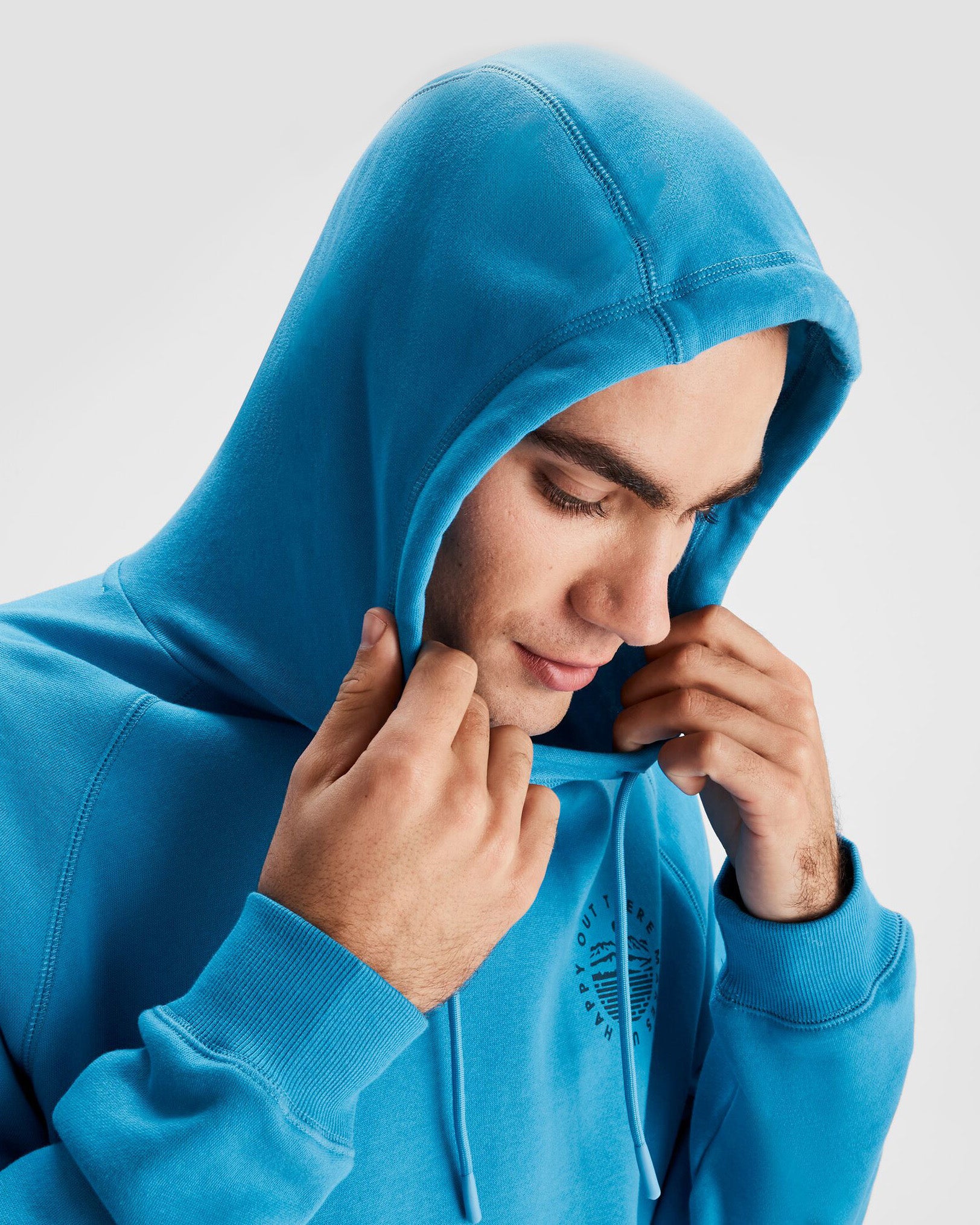 Men's OT Logo Lightweight Breathable Hoodie - Sea Blue | Comfortable Casual Wear for Outdoor Activities & Everyday Use