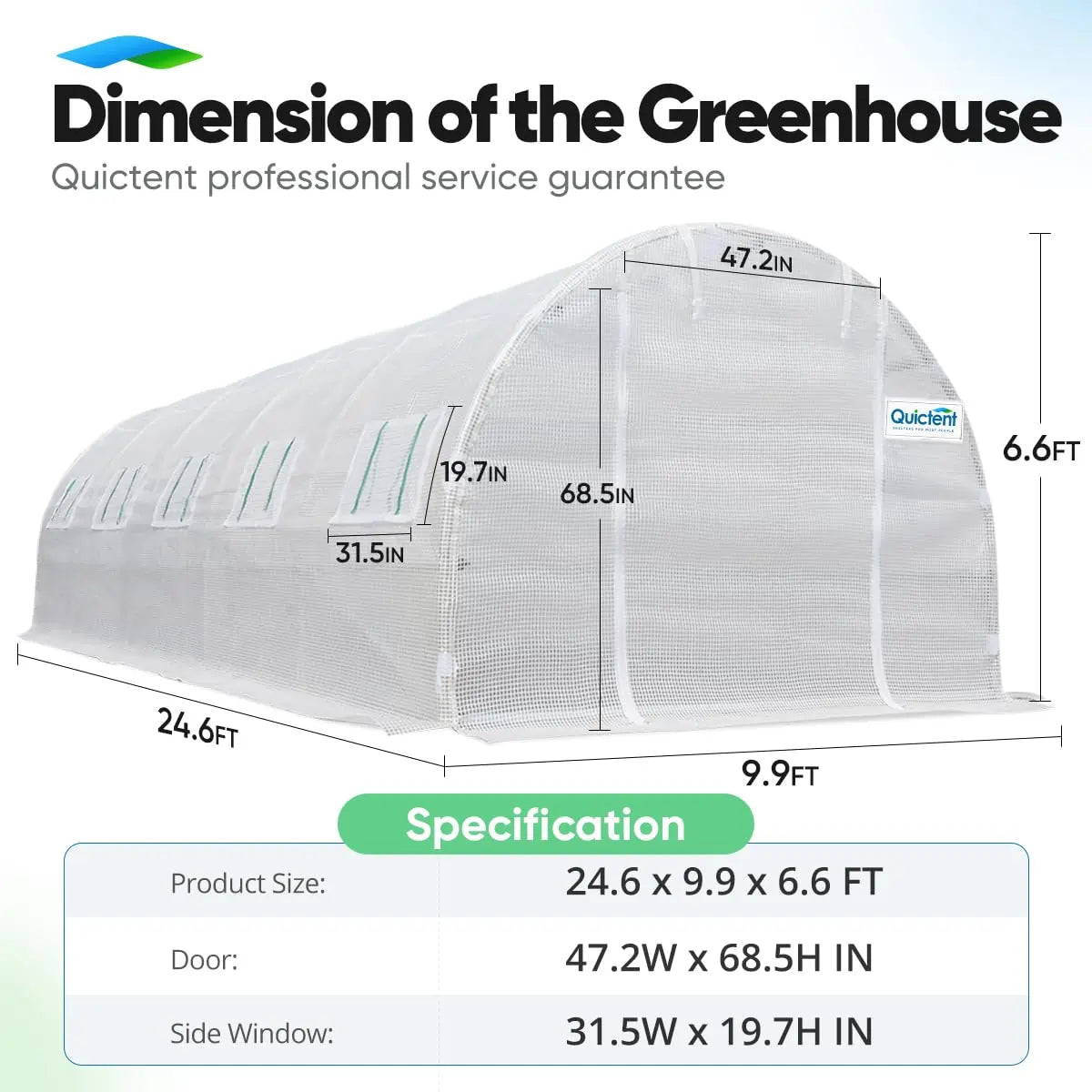 25' x 10' x 6.6' Heavy Duty Large Greenhouse Kit for Outdoor Gardening - Durable Walk-in Plant House with Sturdy Frame for Vegetables, Flowers & Seedlings - Perfect for Backyard, Patio & All-Season Growing