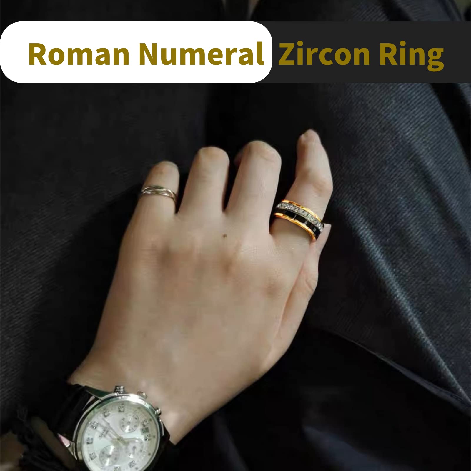 18K Gold Roman Numeral Ring for Women & Men | CZ Spinner Ring | Size 5-13 | Gift for Anniversary & Wedding