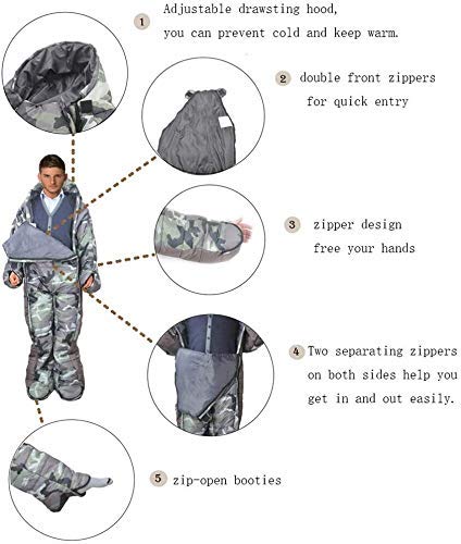 Adult Wearable Sleeping Bag Jacket with Feet & Sleeves - Waterproof Windproof Thermal Sleeping Suit for Camping, Hiking, Backpacking & Outdoor Adventures - Includes Compression Sack - Perfect for Cold Weather Camping, Backyard Stargazing & Winter Hiking