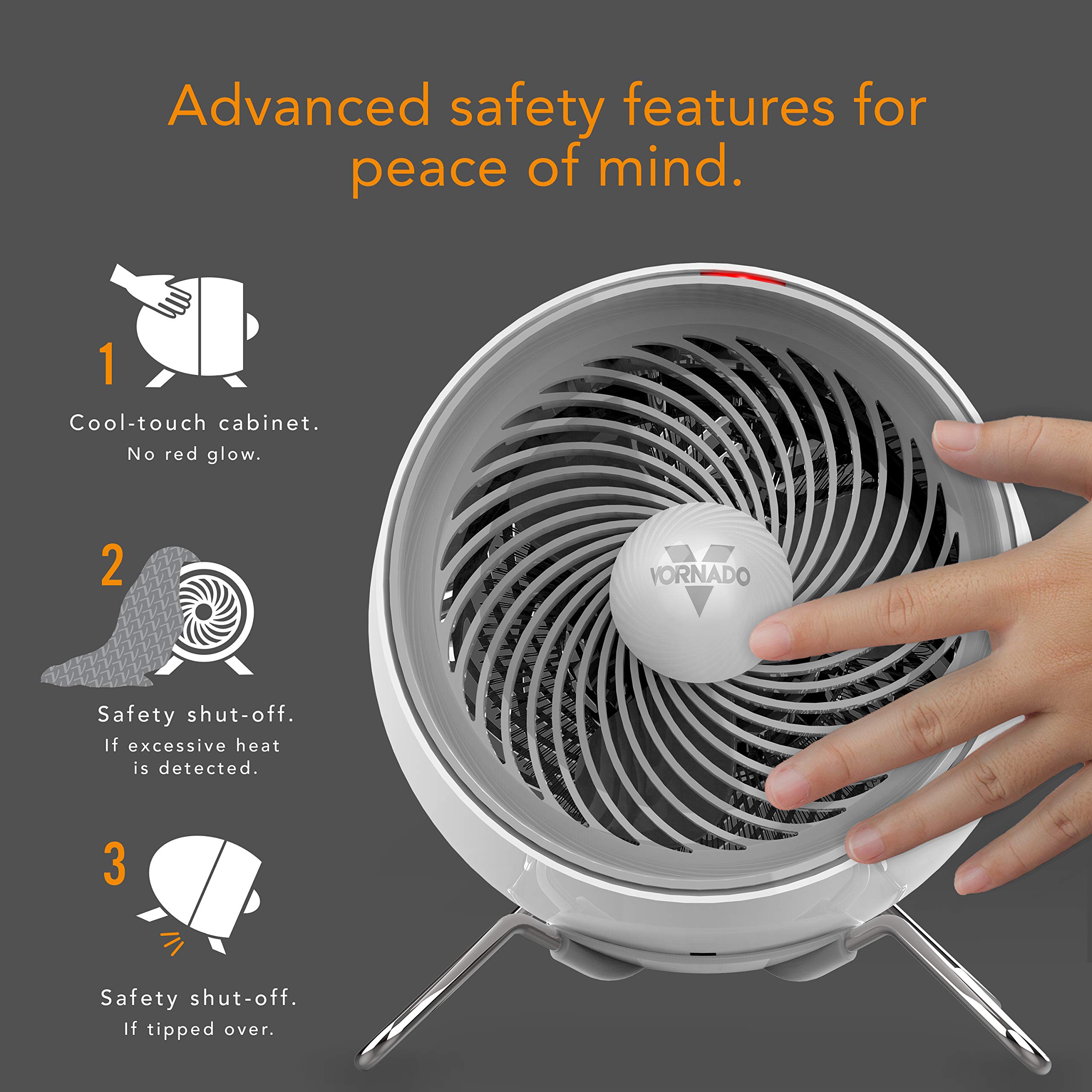 Vornado Pivot Heat Electric Space Heater - 20° Adjustable Tilt, Digital Thermostat, Overheat Protection - Quiet Portable Heater for Bedroom, Office & Small Rooms - Energy Efficient Indoor Heating Solution (White)