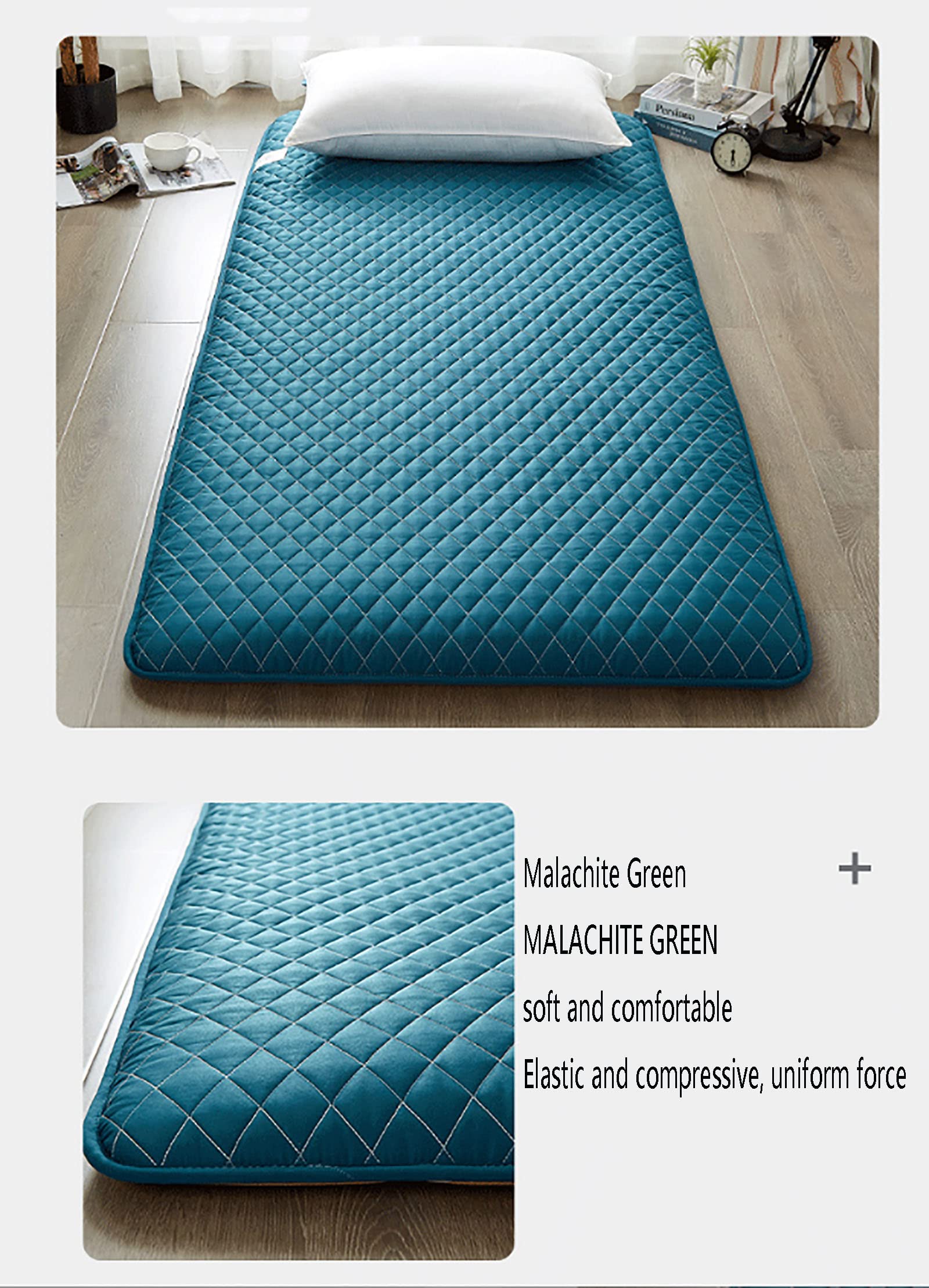 Japanese Style Floor Mattress - Thick Foldable Futon Mattress for Adults & Kids | Portable Sleeping Pad for Dorm, Camping & Travel | Double Size Tatami Mattress for Bedroom, Living Room & Guest Room