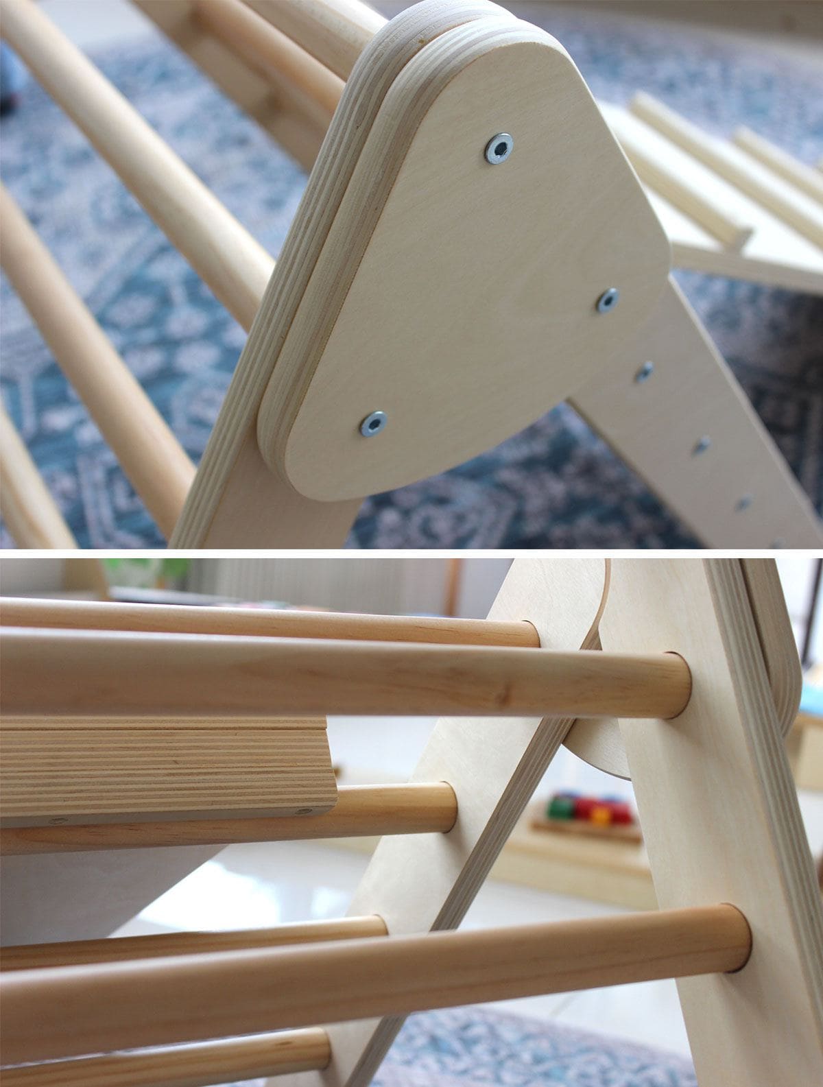 Foldable Pikler Climbing Triangle for Toddlers - Large Wooden Montessori Climbing Gym with Play Tent - Indoor & Outdoor Kids Activity Toy for Home, Playroom, and Backyard