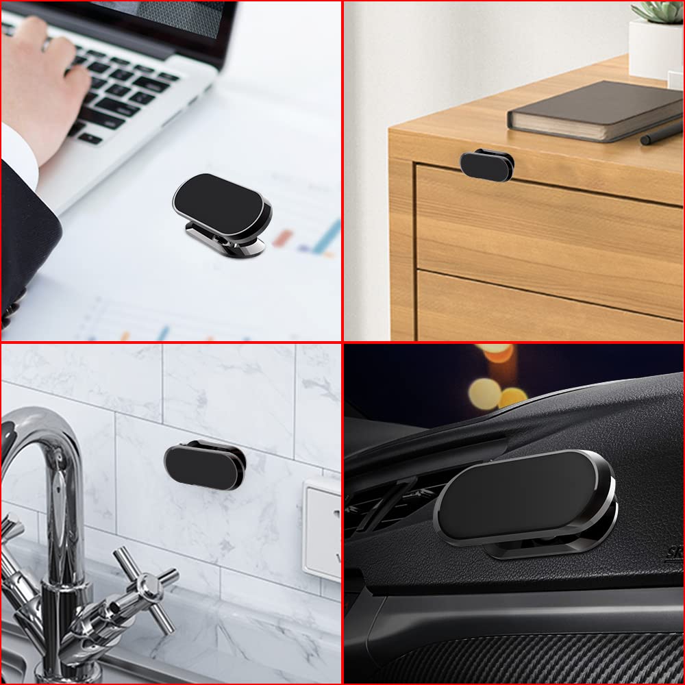 3 Pack TIQUS Magnetic Phone Holder for Car - 2022 Upgraded 8X Strong Magnets Dashboard Mount with 40x58mm Metal Plates, Adjustable Phone Stand for iPhone & Galaxy (Black) | Perfect for Commuting, Road Trips & GPS Navigation
