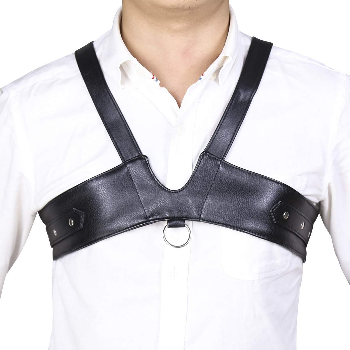 Men's Adjustable Leather Chest Harness Belt - BDSM Bondage Gear for Gay & Fetish Wear - Perfect for Club Nights, Costume Parties & Role Play Scenes