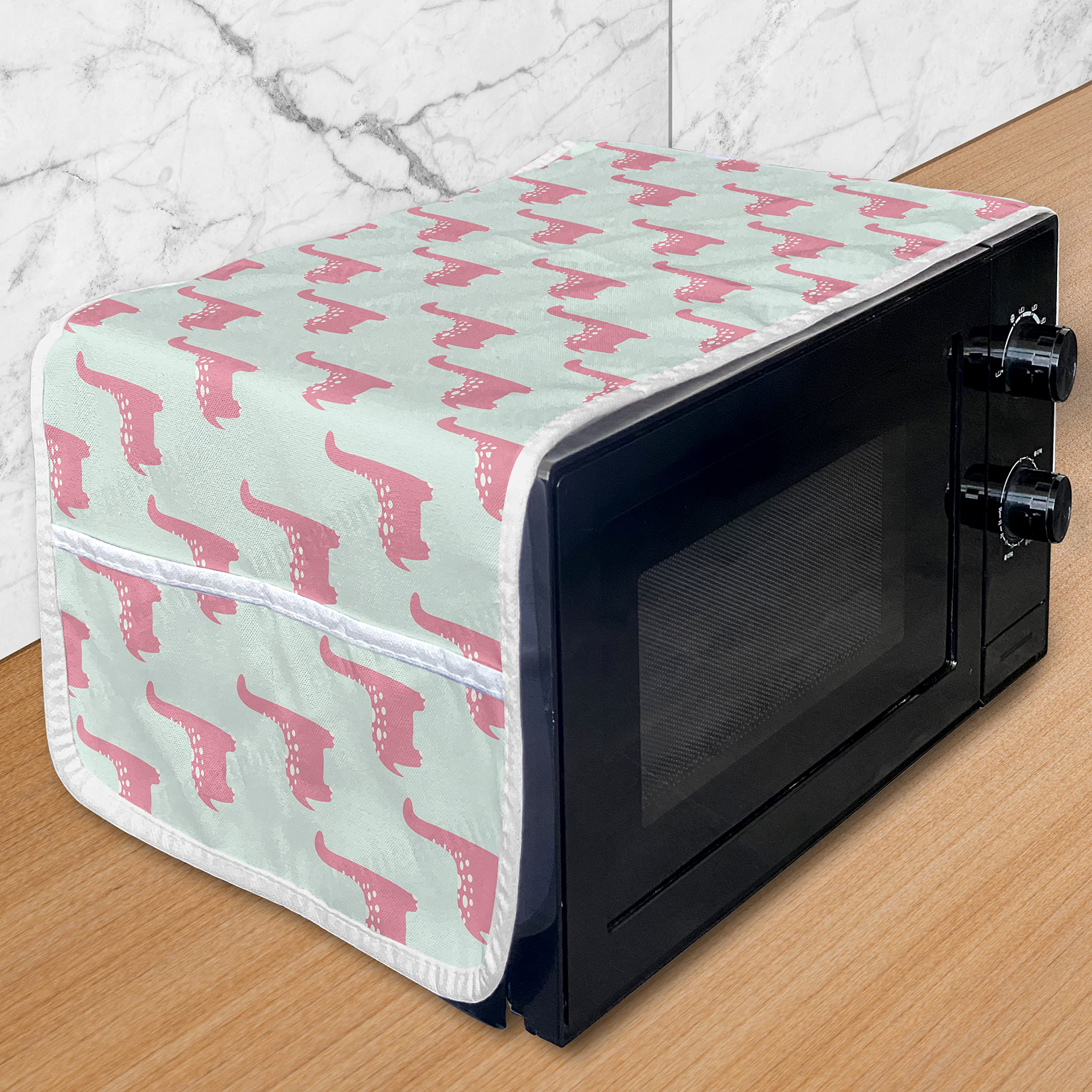 Ambesonne Dinosaur Microwave Cover - Waterproof Jurassic Themed Kitchen Organizer with Pockets, 36