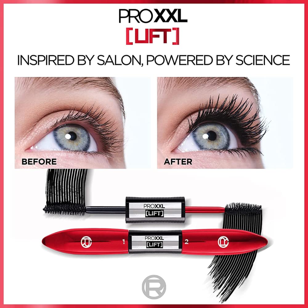 L'Oreal Paris Pro XXL Lift 2 Step Mascara - Black (3 Pack) | Volumizing & Lengthening Mascara for Dramatic Lashes | Perfect for Day to Night Makeup Looks