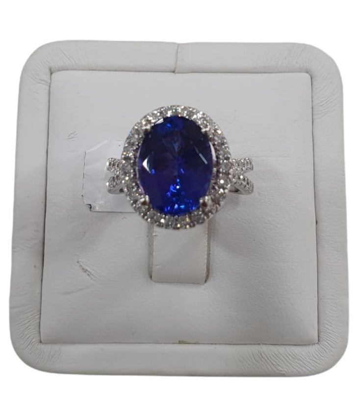 18K White Gold Tanzanite Ring for Women - Elegant Tanzanite Gemstone Jewelry Gift for Anniversary, Engagement & Special Occasions