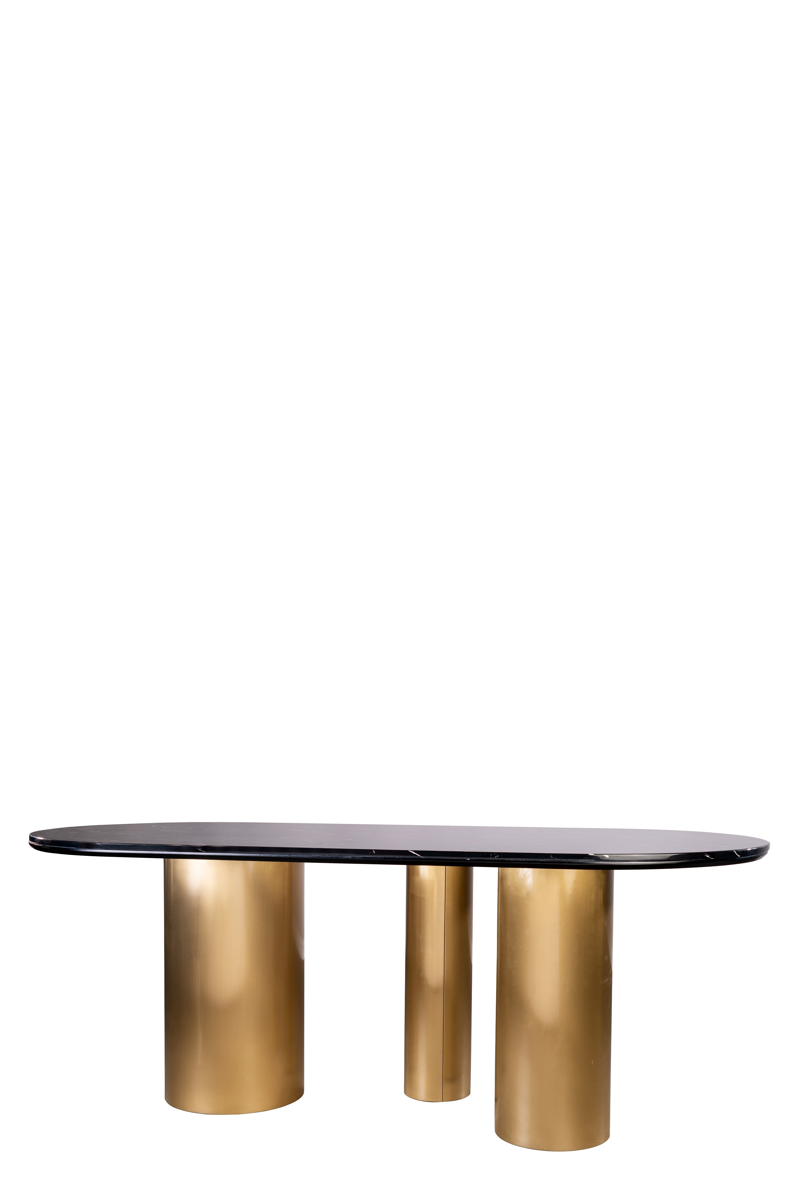 Balmain Black and White Marble Top Oval Dining Table Set for 6 - Elegant Modern Kitchen & Dining Room Furniture for Family Gatherings & Dinner Parties