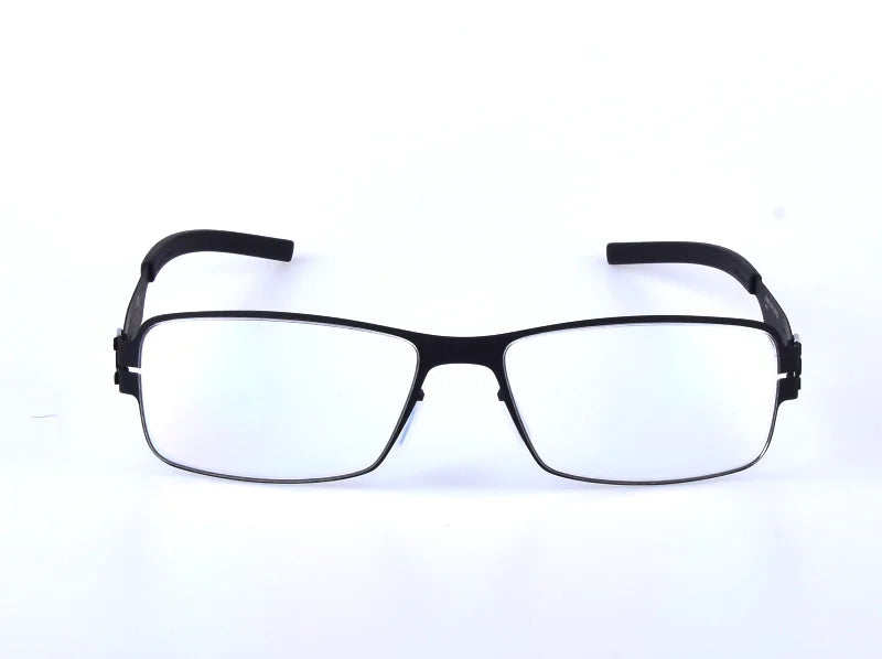 Aimee Men's Full Rim Square Screwless Stainless Steel Eyeglasses Frame 1139 - Lightweight Durable Glasses for Work, Reading & Everyday Use