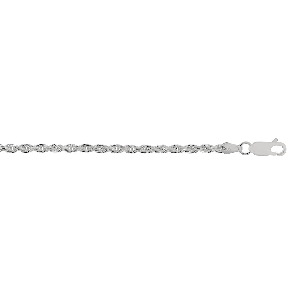 925 Sterling Silver Rhodium Plated Sparkle Cut Rope Chain Necklace for Women & Men - 16/18/20/22/24/30 Inch Lengths | Elegant Jewelry for Parties, Weddings & Everyday Wear