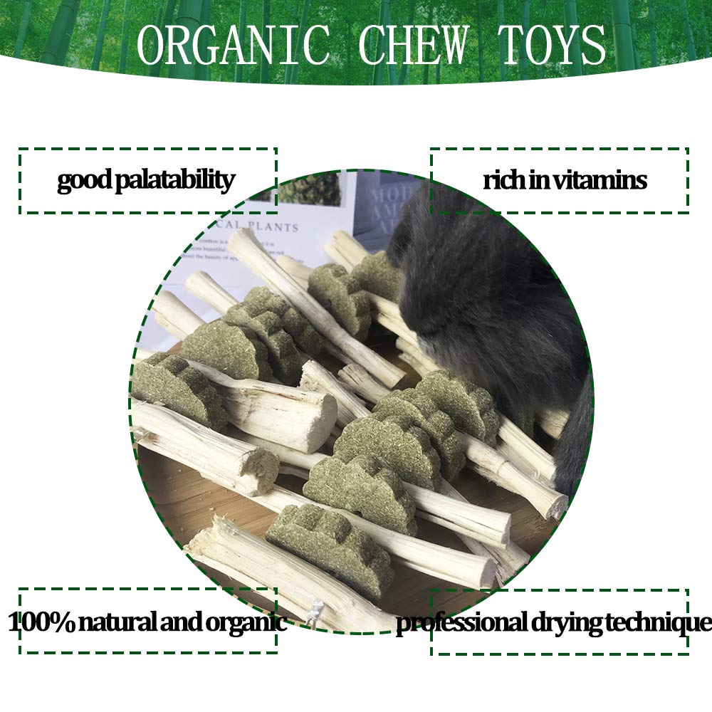 Organic Chinchilla Treats & Bunny Chew Toys for Rabbits - Natural Bamboo Sticks for Teeth Grinding, Small Animal Toys for Hamsters, Guinea Pigs (2 Pack) - Perfect for Cage Enrichment & Dental Health