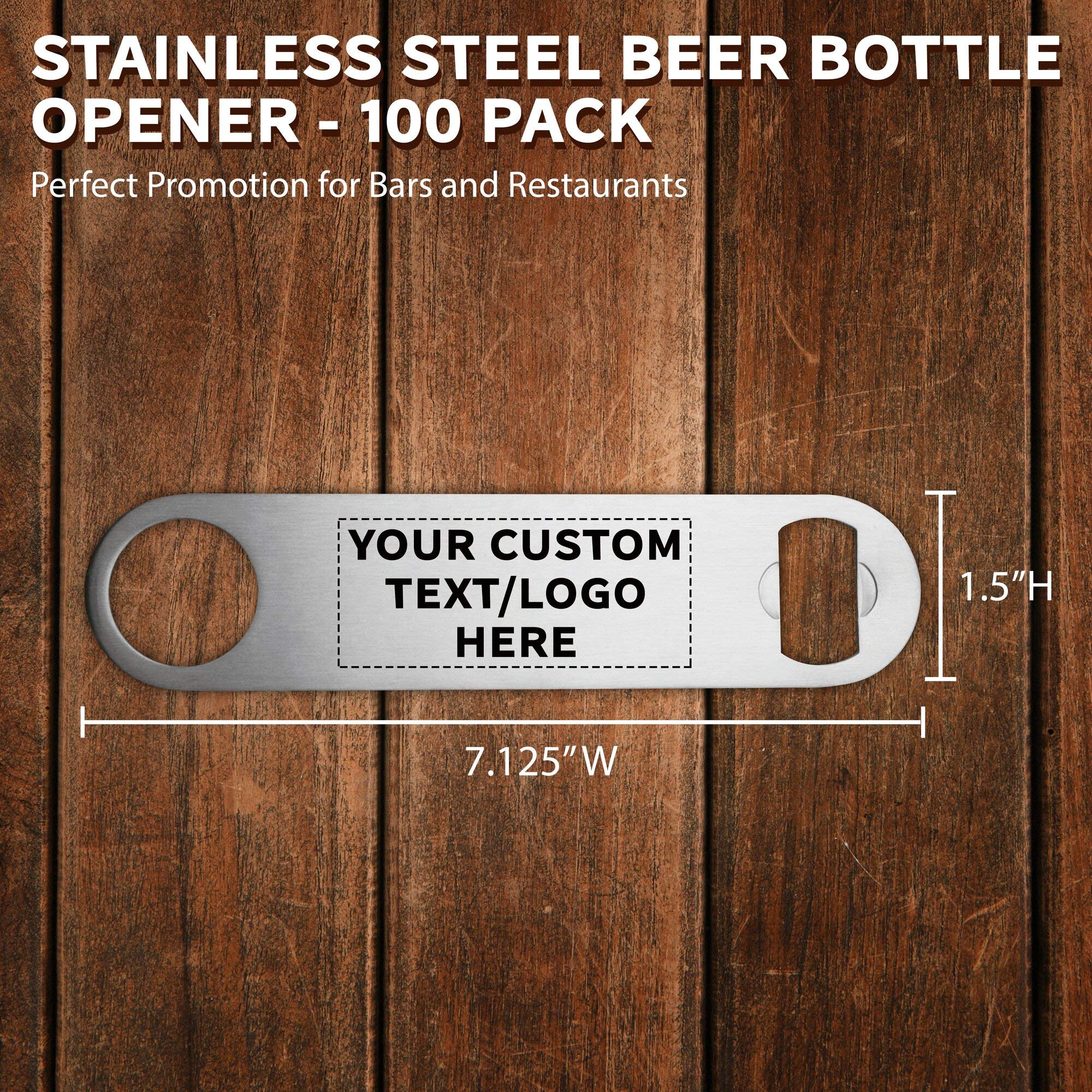 100-Pack Custom Stainless Steel Beer Bottle Openers - Personalized Bulk Bar Accessories Set for Bartenders, Perfect for Parties, Weddings, BBQs & Outdoor Events (Silver) - Durable Bottle Opener Kit for Home Bars, Pubs & Restaurants