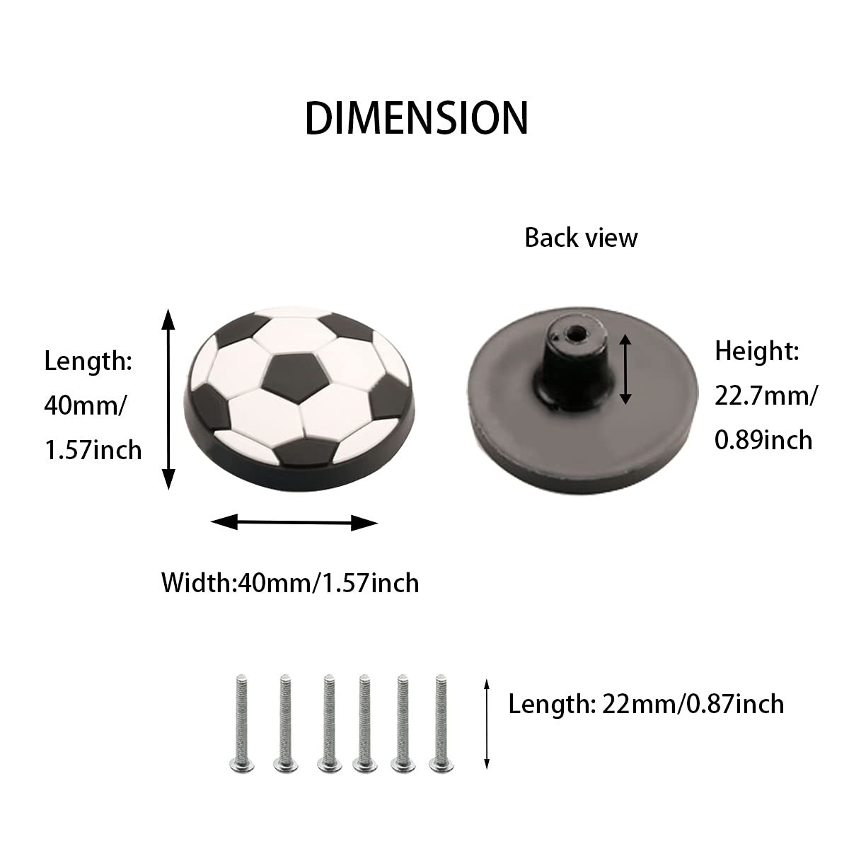 Soft Rubber Cartoon Football Knobs for Kids - 6pcs Cabinet & Drawer Handles for Boys & Girls Room, Toy Organizer, Bookcase & Closet - Safe & Fun Cabinet Pulls for Children's Furniture (Playroom, Nursery, Bedroom Decor)
