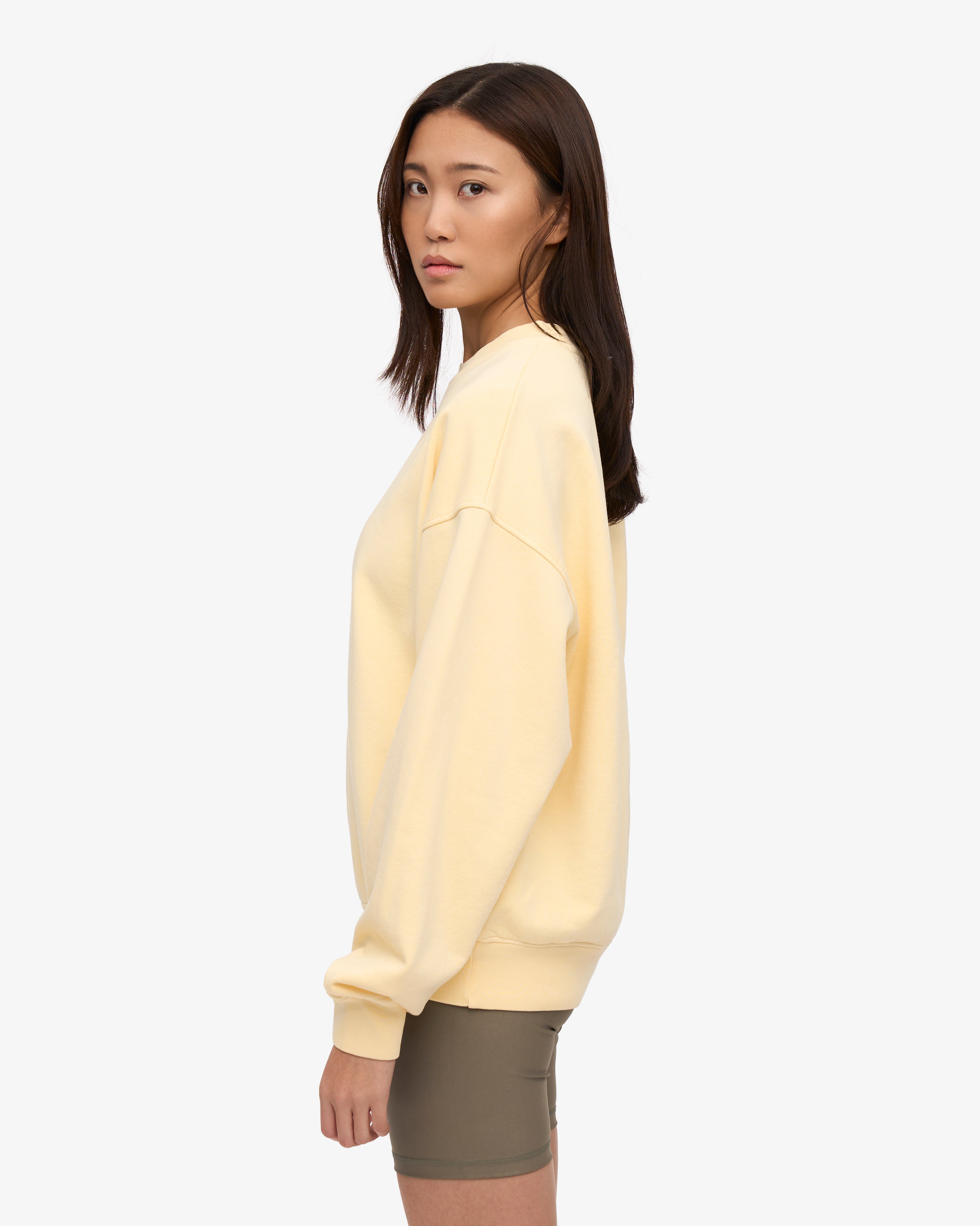 Organic Oversized Crewneck Sweatshirt - Soft Yellow | Cozy & Stylish Unisex Pullover for Casual Wear, Loungewear & Fall Fashion