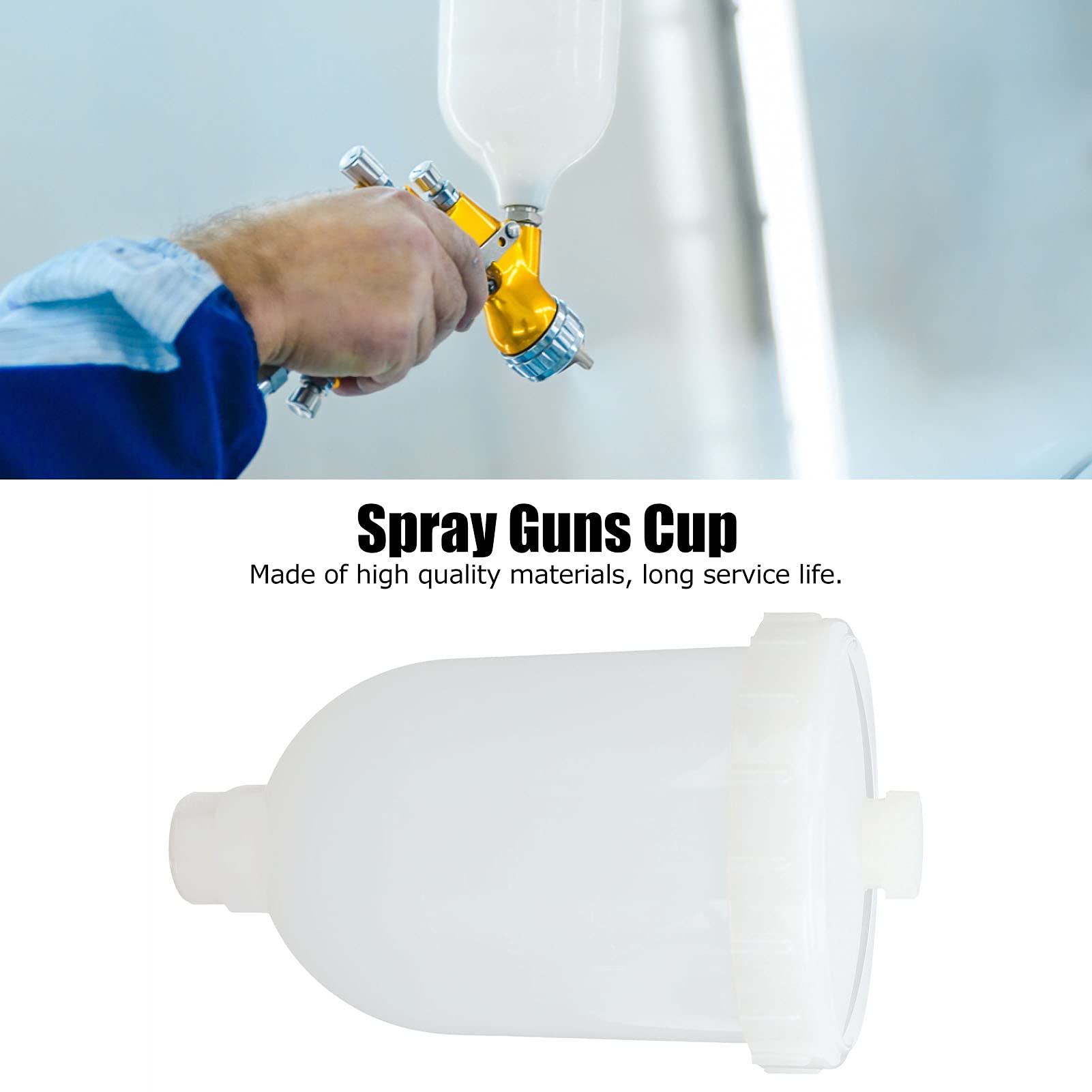 300ml Plastic Gravity Feed Spray Gun Paint Cup - Replacement Spray Paint Mixer Cup for Spray Guns - Perfect for Automotive, Woodworking & DIY Painting Projects