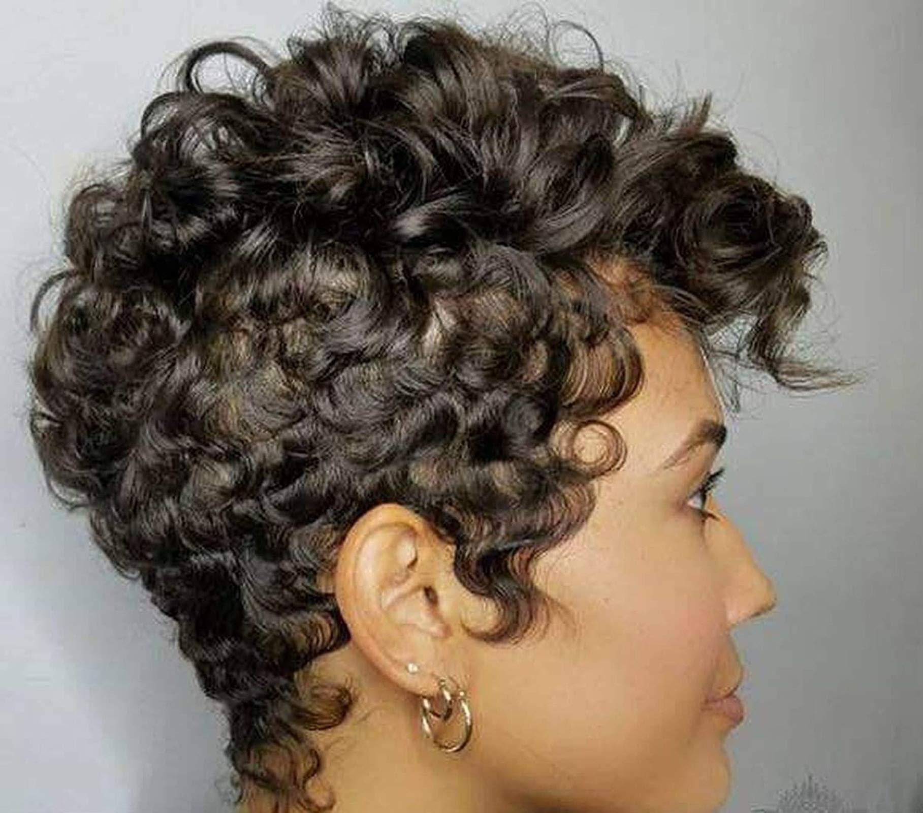 Short Curly Wigs with Bangs | Heat Resistant Synthetic Wavy Wigs in Brown-Black | Perfect for Black Women | Great for Cosplay, Daily Wear & Special Occasions